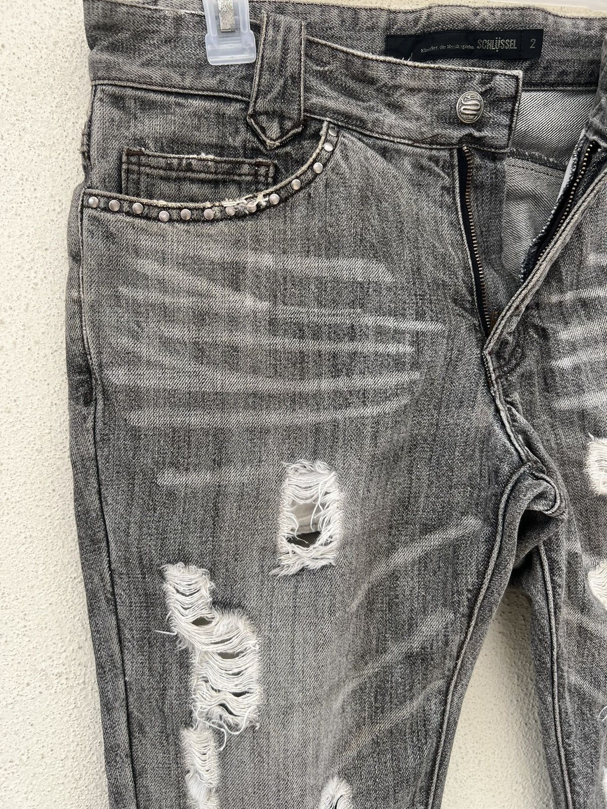 Schlussel Vintage Schlussel Japan Ripped Distressed Denim Grey Jeans Size US 31 - 8 Thumbnail