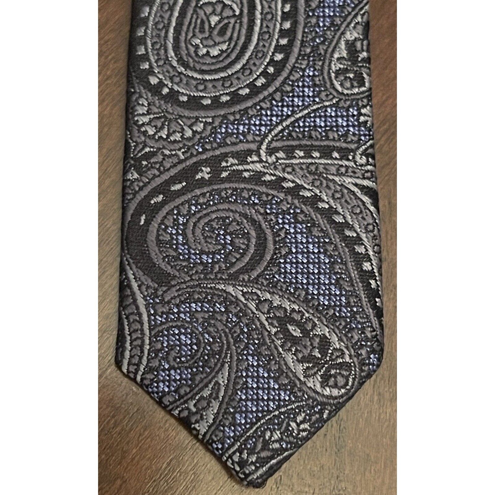 Other Pronto Uomo Platinum Blue Black Gray Hand Made 100% Silk Size ONE SIZE - 6 Thumbnail