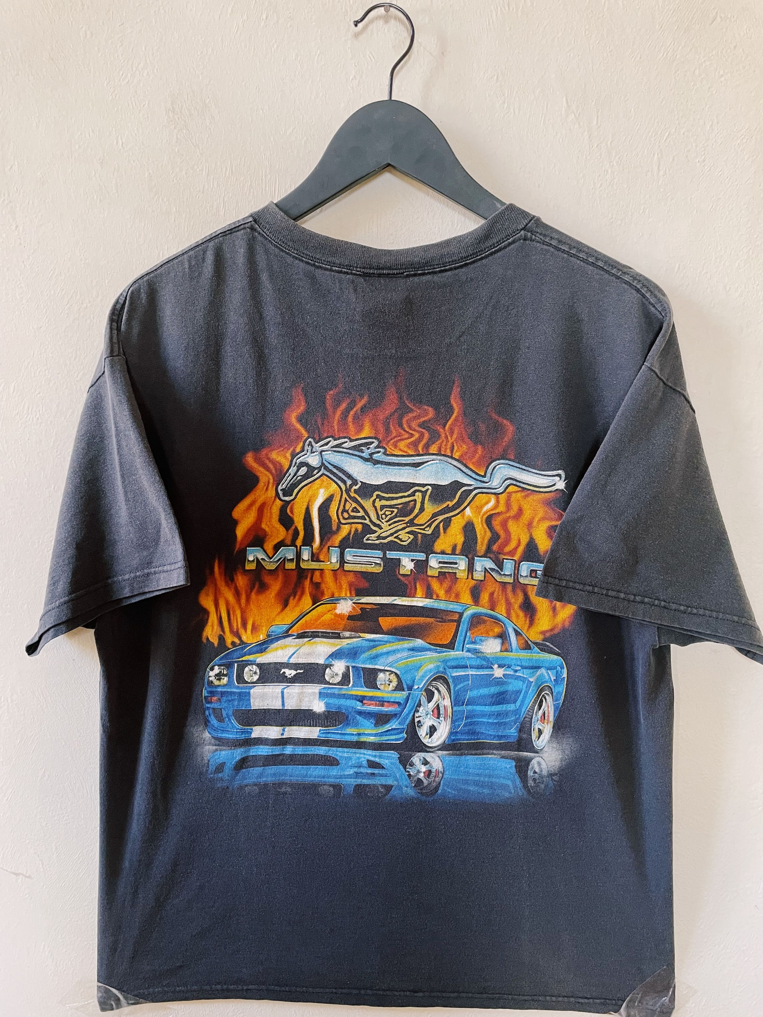 Vintage Y2K Ford Mustang Flames and Chrome & Flames T-shirt