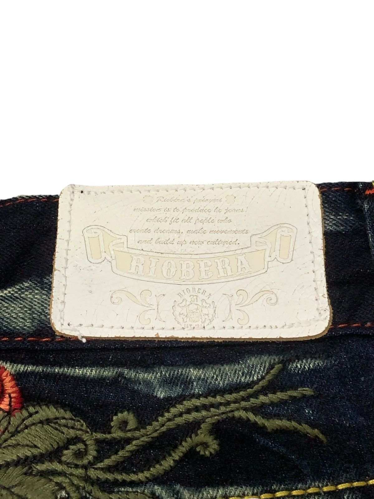 Ed Hardy × Japanese Brand Riobera Japan Embroidered Skull Tattoo Flared Denim Pants Size US 30 / EU 46 - 13 Thumbnail