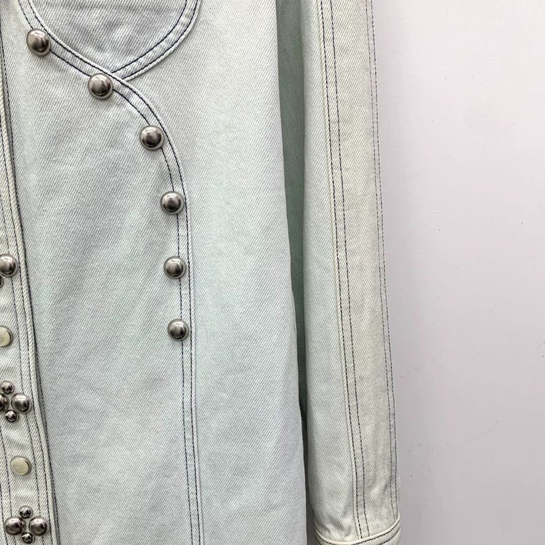 Louis Vuitton Louis Vuitton Light Blue Washed Studded Cotton Lapel Long Size XS / US 0-2 / IT 36-38 - 4 Thumbnail