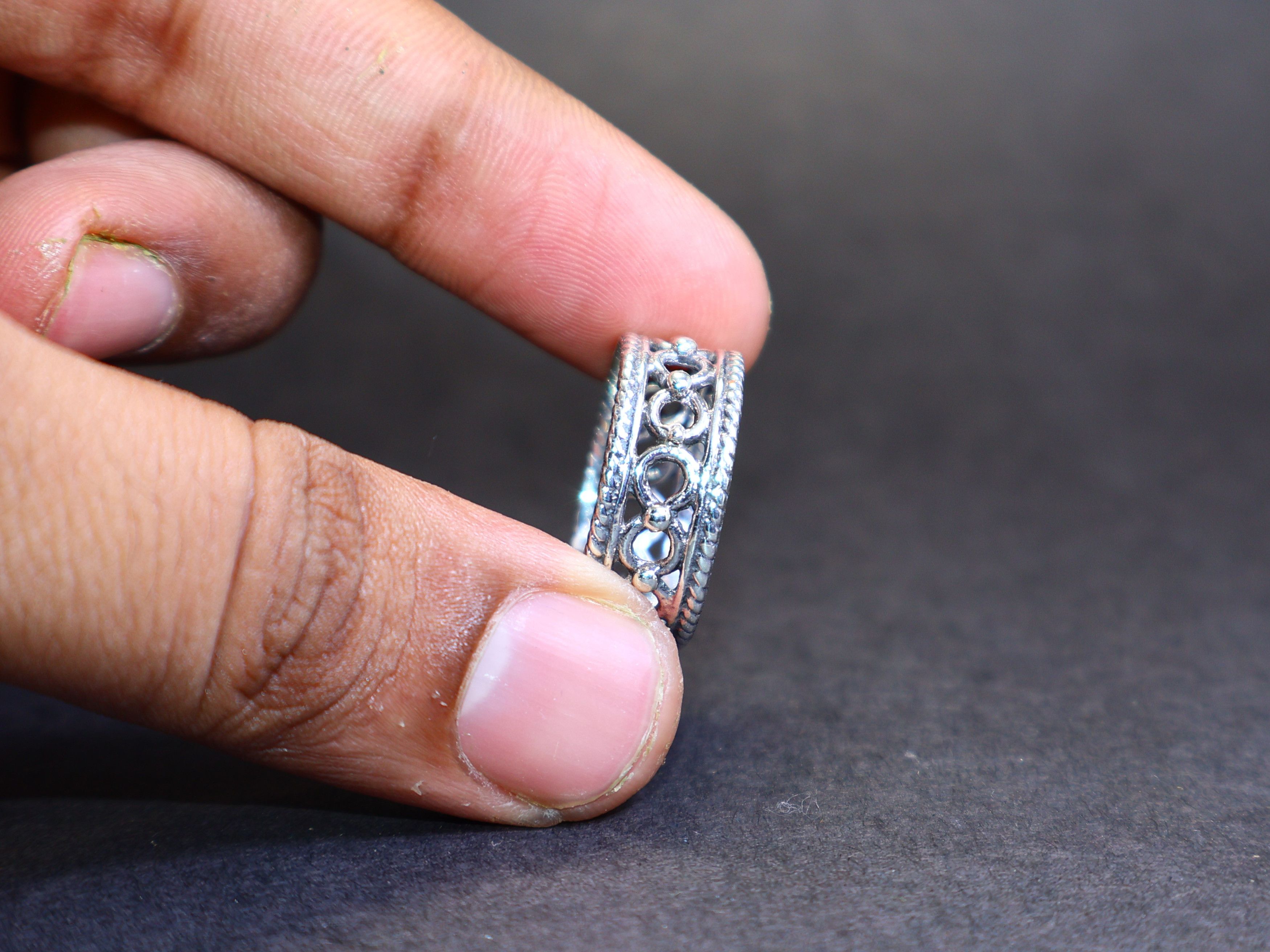 Handmade Wide band ring, Handmade Ring, Sterling Silver Women Ring, Size ONE SIZE - 7 Thumbnail