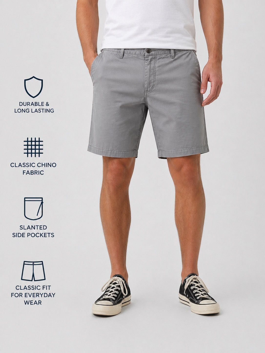Gap Gap Cotton Drawstring Khaki Shorts 9" Inseam Gray Size 36 Size US 36 / EU 52 - 1 Thumbnail