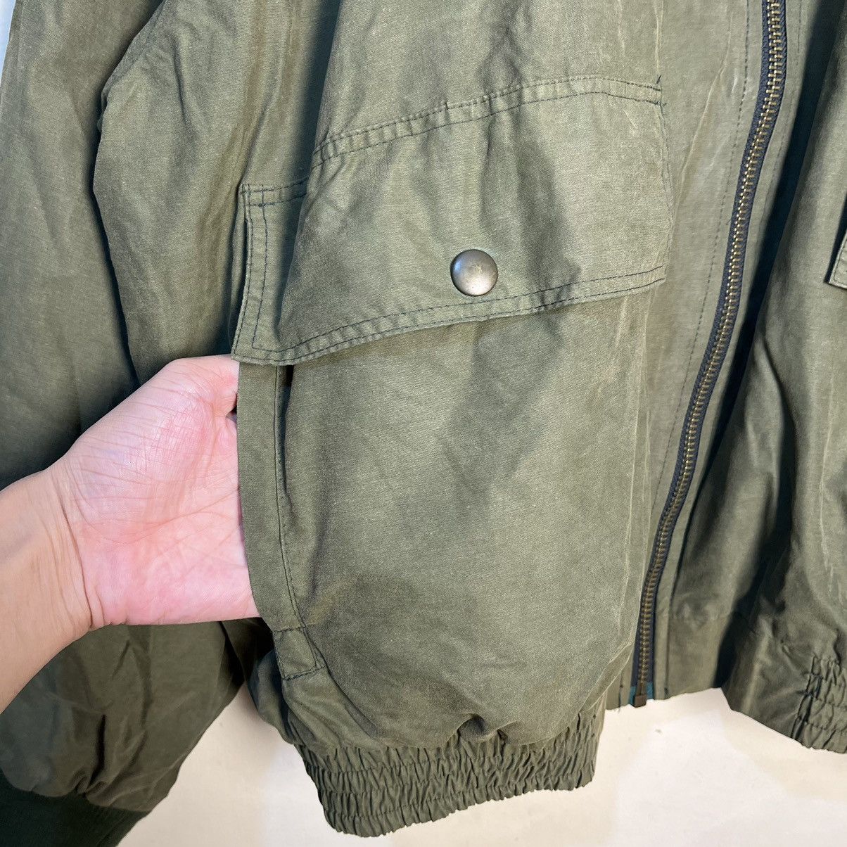 Alpha Industries Vintage Breitling Aviation Pained Waxed Bomber Jacket Size US L / EU 52-54 / 3 - 8 Thumbnail