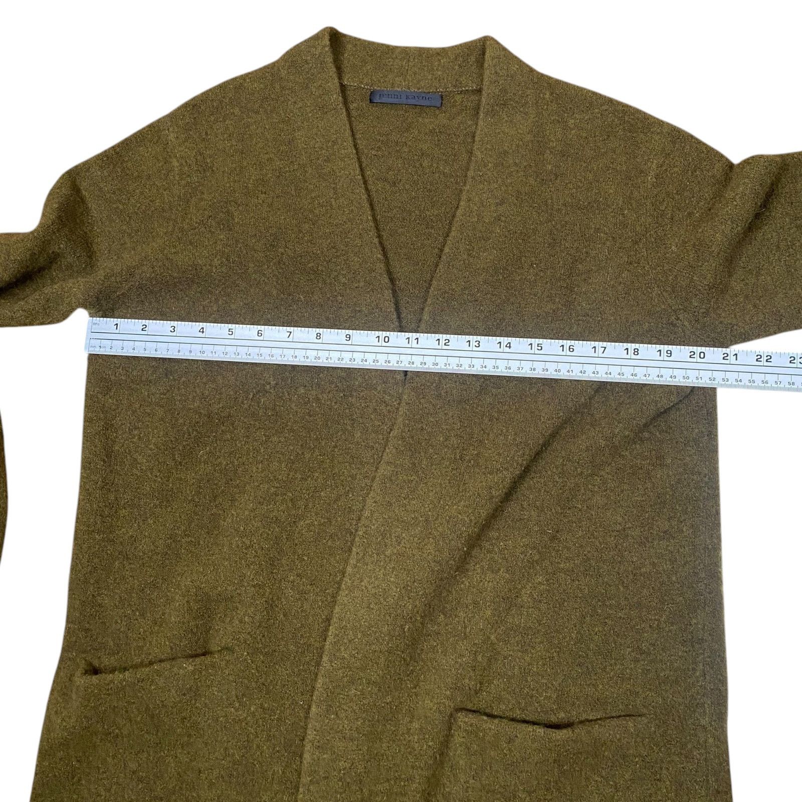 Neiman Marcus Jenni Kayne Merino Wool Yak Olive Green Open Cardigan SZ S Size S / US 4 / IT 40 - 10 Thumbnail