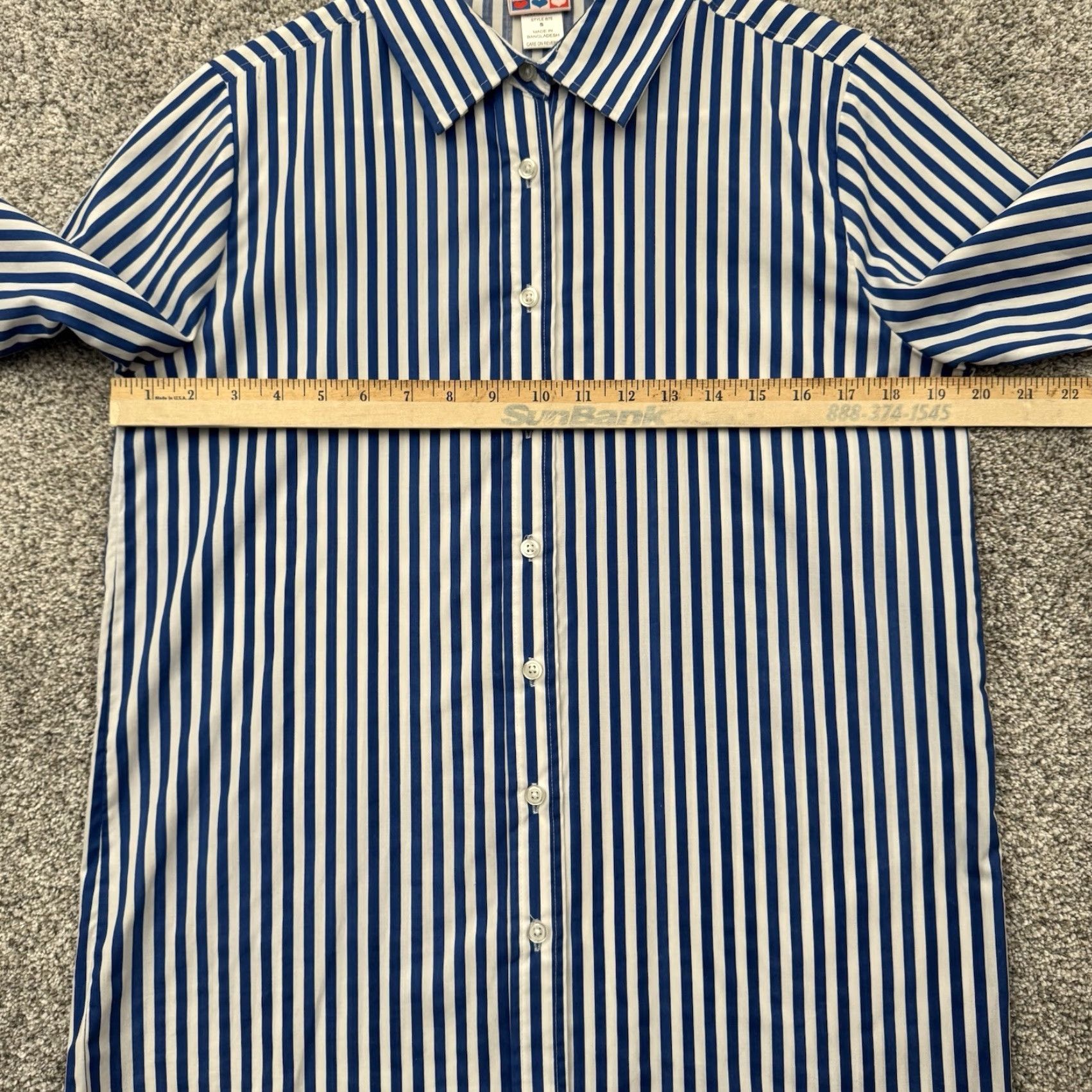Vintage VINTAGE American Sweetheart Button-Up Shirt Women Sz S Stripe Blue 90s Preppy Casual Business Classic Short Sleeve Collared Regular Womens Size S / US 4 / IT 40 - 4 Thumbnail