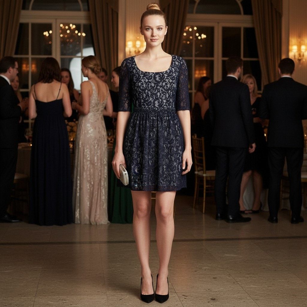 Carven Carven Blue Lace Pattern Mini Dress, S/US4/FR36 SRP: $2040 Size S / US 4 / IT 40 - 3 Thumbnail