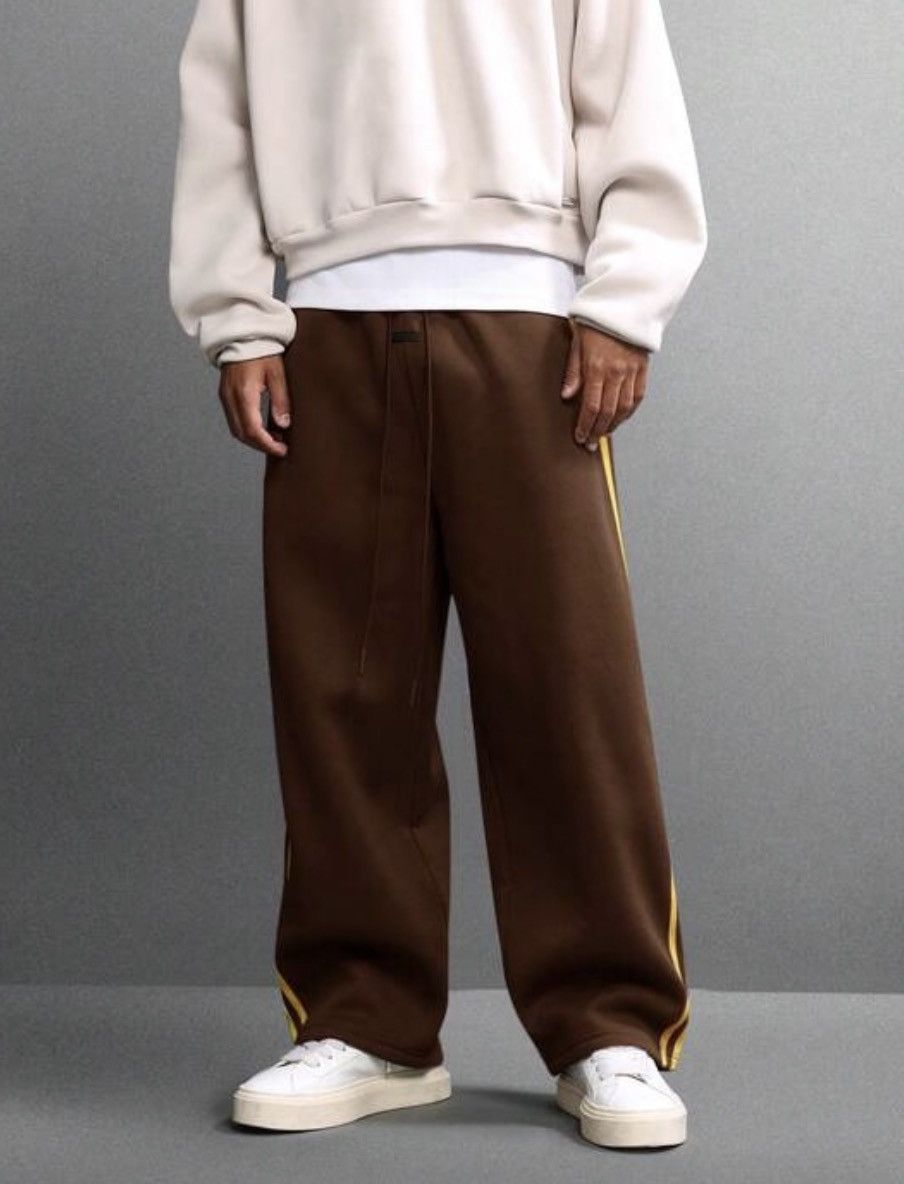 Japanese Brand Wide-Leg Stripe Sweatpants - Heavy Fleece Size US 32 / EU 48 - 3 Thumbnail