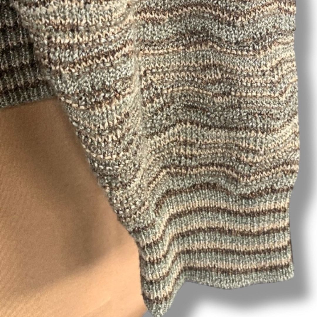 Vintage Vintage 90s Pronto Uomo Sweater Gray Green Wavy Knit Size US L / EU 52-54 / 3 - 6 Thumbnail