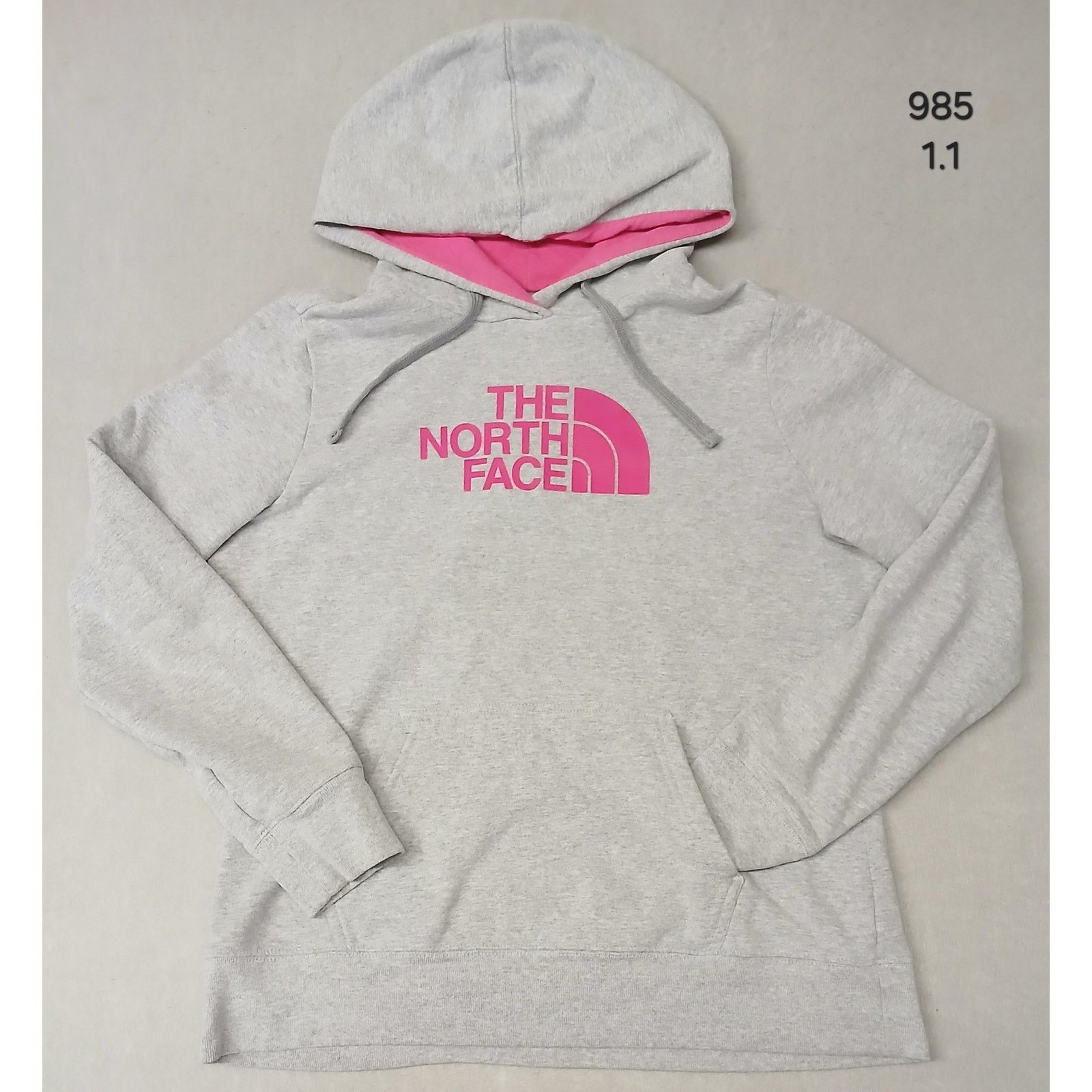The North Face North Face (Large) Gray Pink Pullover Hoodie Sweatshirt Size L / US 10 / IT 46 - 1 Thumbnail