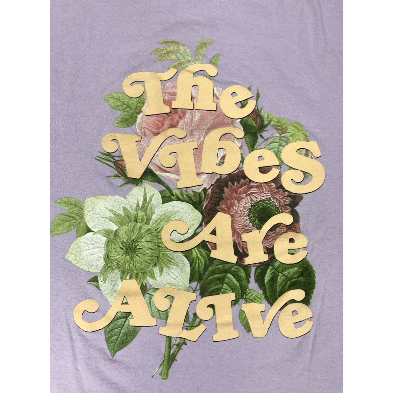 Pacsun Pacsun T-Shirt Graphic Print Flower Vibes Alive Purple Short Sleeve Men XL Colorful All Seasons Size US XL / EU 56 / 4 - 2 Thumbnail
