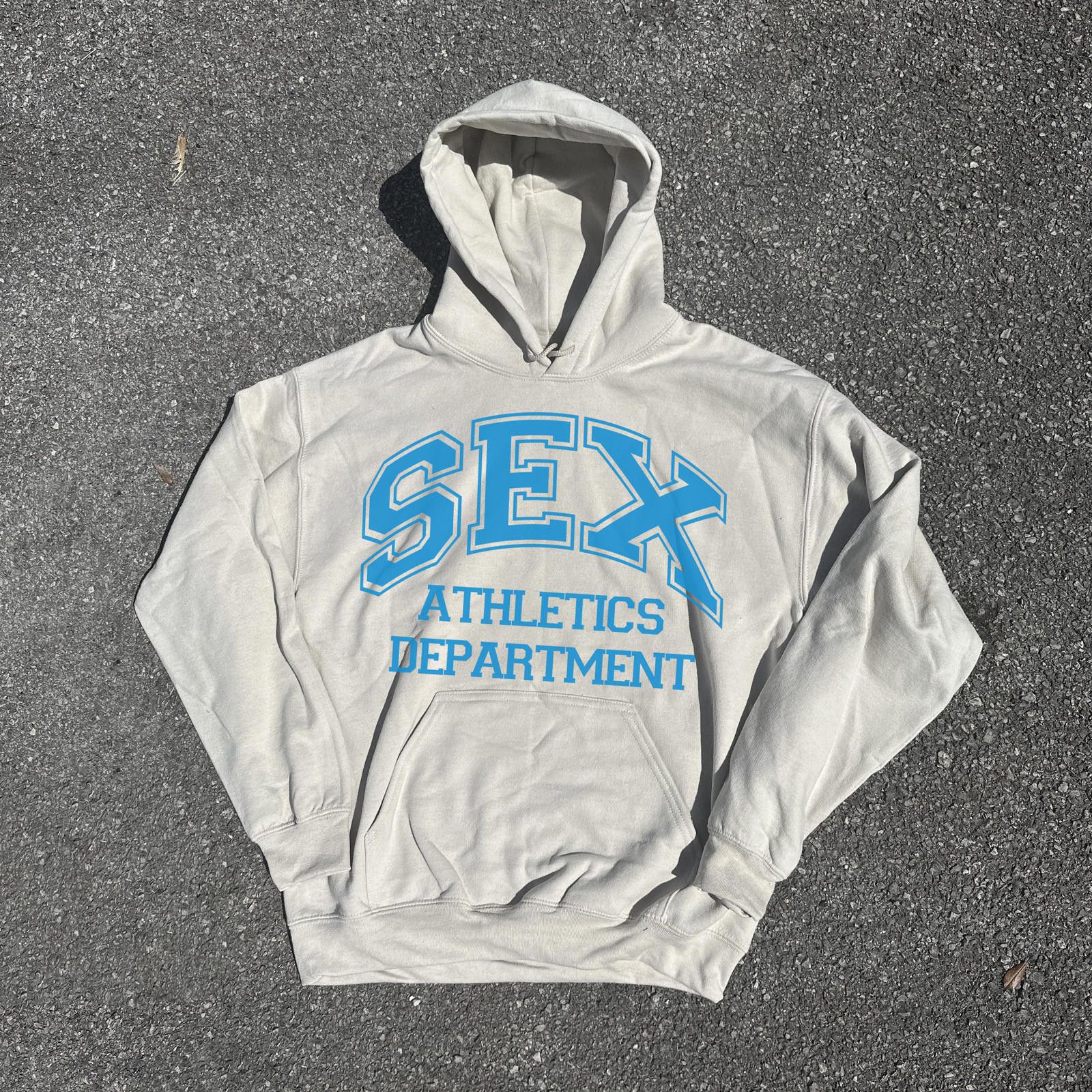 image of Sex Athletics Hoodie Sand / Blue M, Men's (Size Medium)