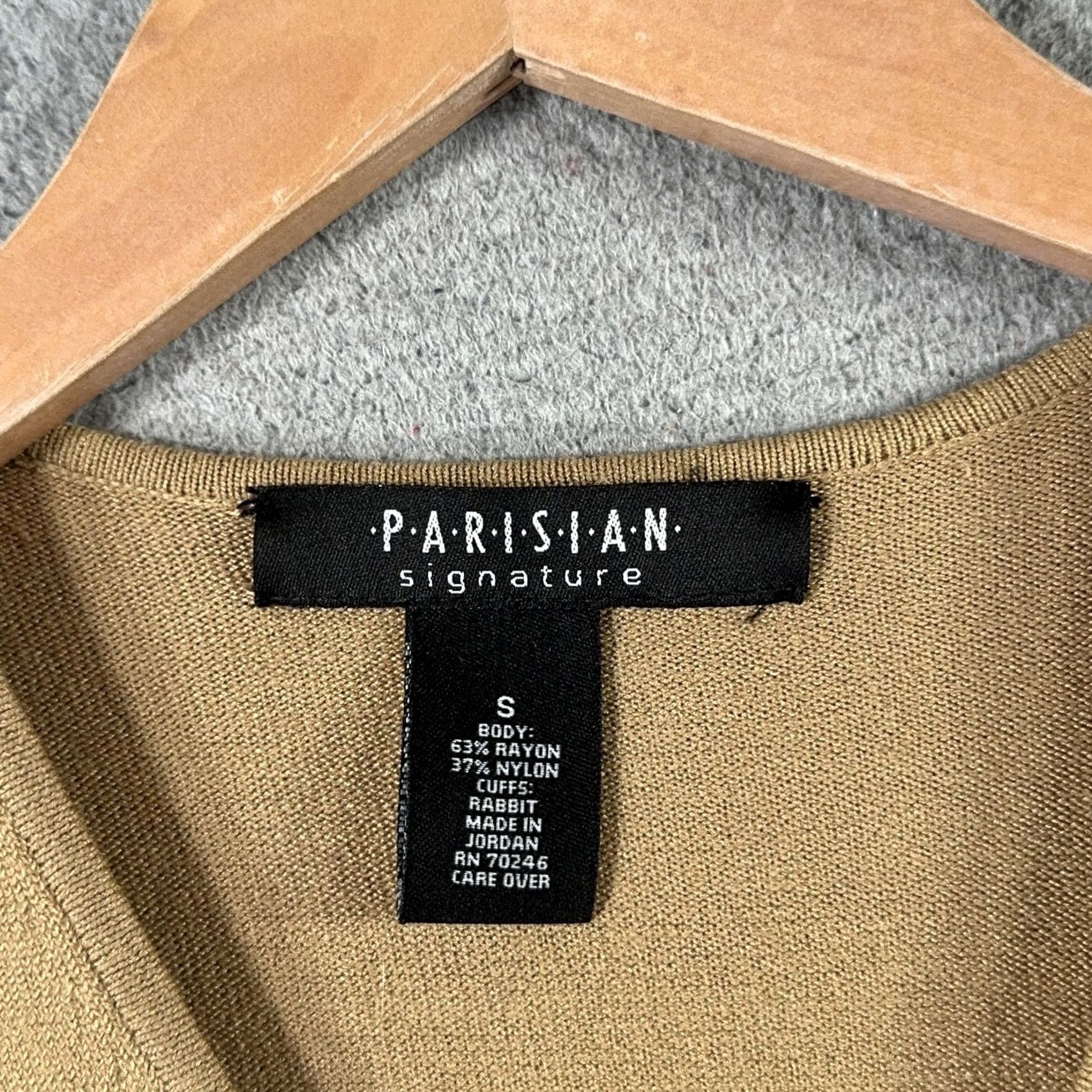 Vintage VINTAGE PARISIAN Signature Sweater Womens Small Brown Faux Wrap Long Sleeve V-Neck Fur Trim Cuffs Knit Wrap Top Size S / US 4 / IT 40 - 3 Thumbnail