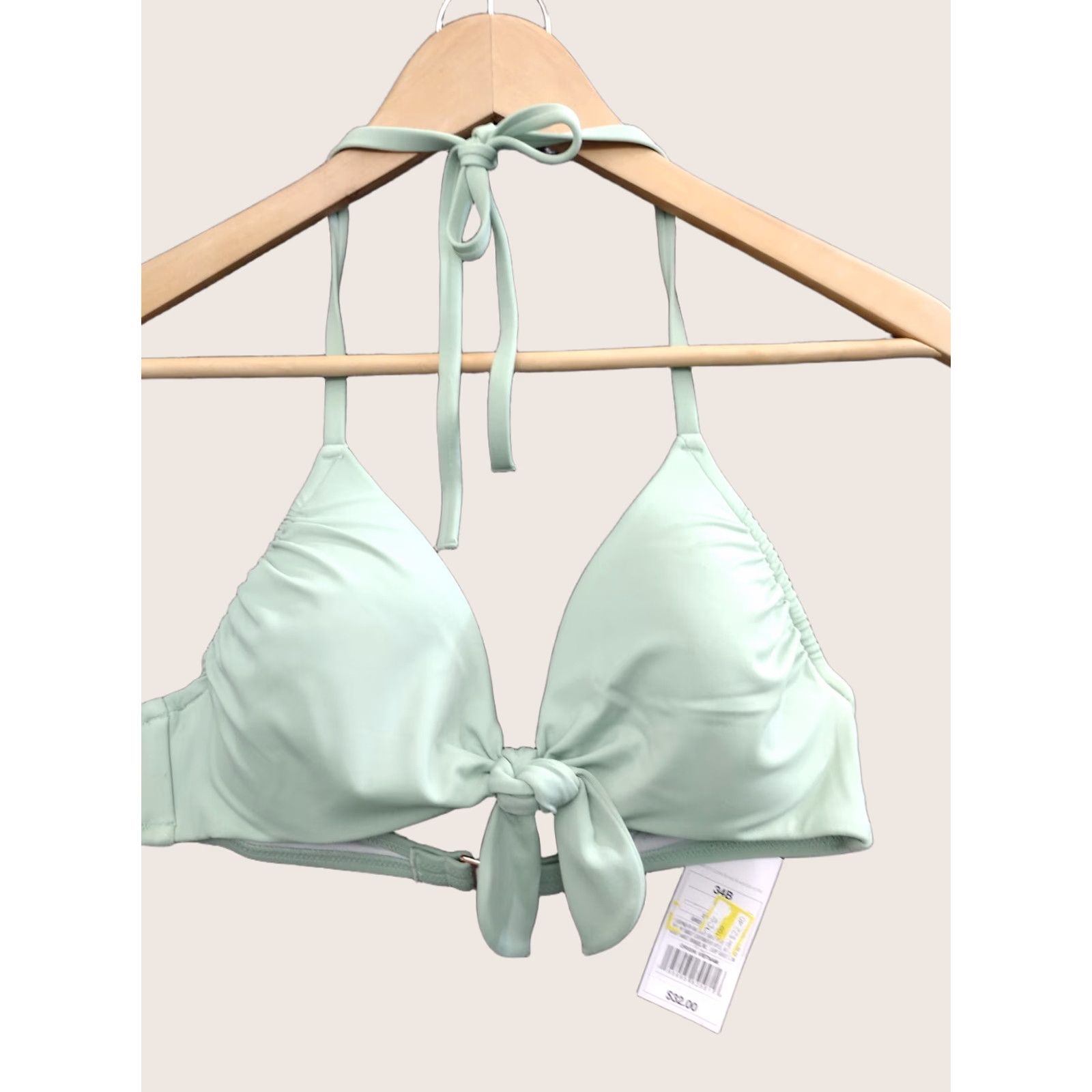 Vintage Shade & Shore 34B Green Front Tie Spaghetti Bikini Top Padded Lined Swimsuit Swim Top Womens Venus/Beac h? Size XXS / US 00 / IT 34 - 1 Thumbnail