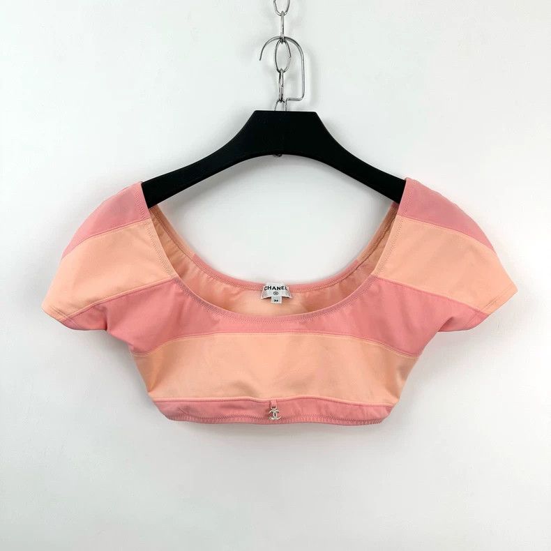 Chanel Chanel 24M coco beach pink striped short sleeves Size XS / US 0-2 / IT 36-38 - 2 Thumbnail