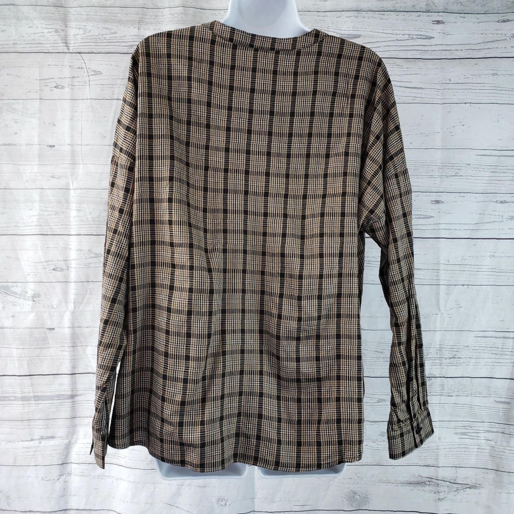 Vintage Peace & Pearls Blouse Shirt Womens Small Black Plaid Long Sleeve Viscose Popover Round Neck Casual Vintage No Size S / US 4 / IT 40 - 4 Thumbnail