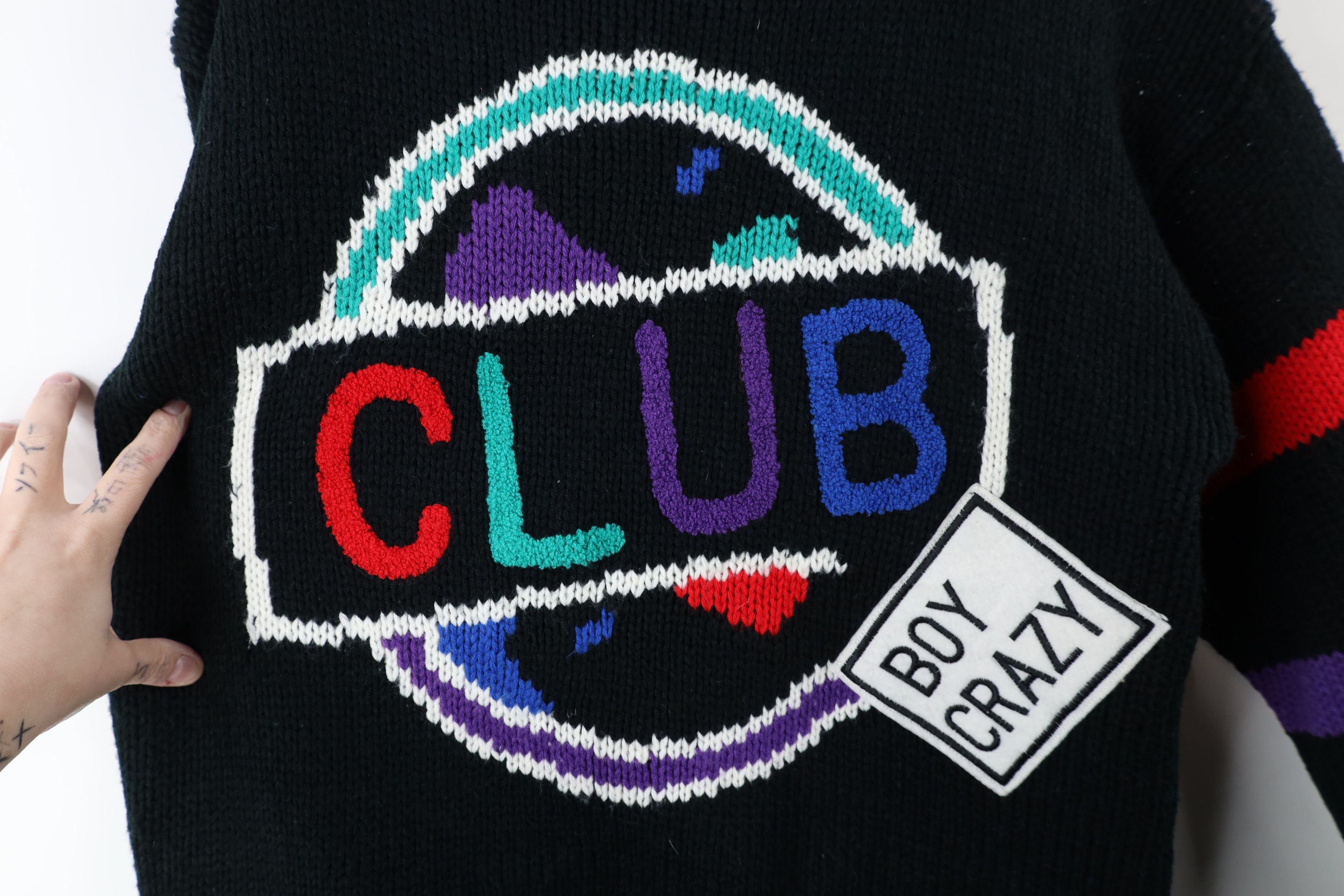 Vintage Vintage 90s Streetwear Block Boy Crazy Club Knit Sweater Size M / US 6-8 / IT 42-44 - 4 Thumbnail