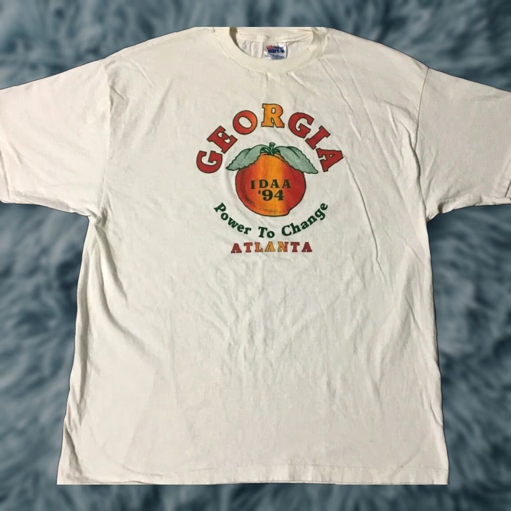 Vintage VINTAGE Georgia Peach IDAA Shirt XL Men's White 90s Grunge USA AA Atlanta Size US XL / EU 56 / 4 - 1 Thumbnail