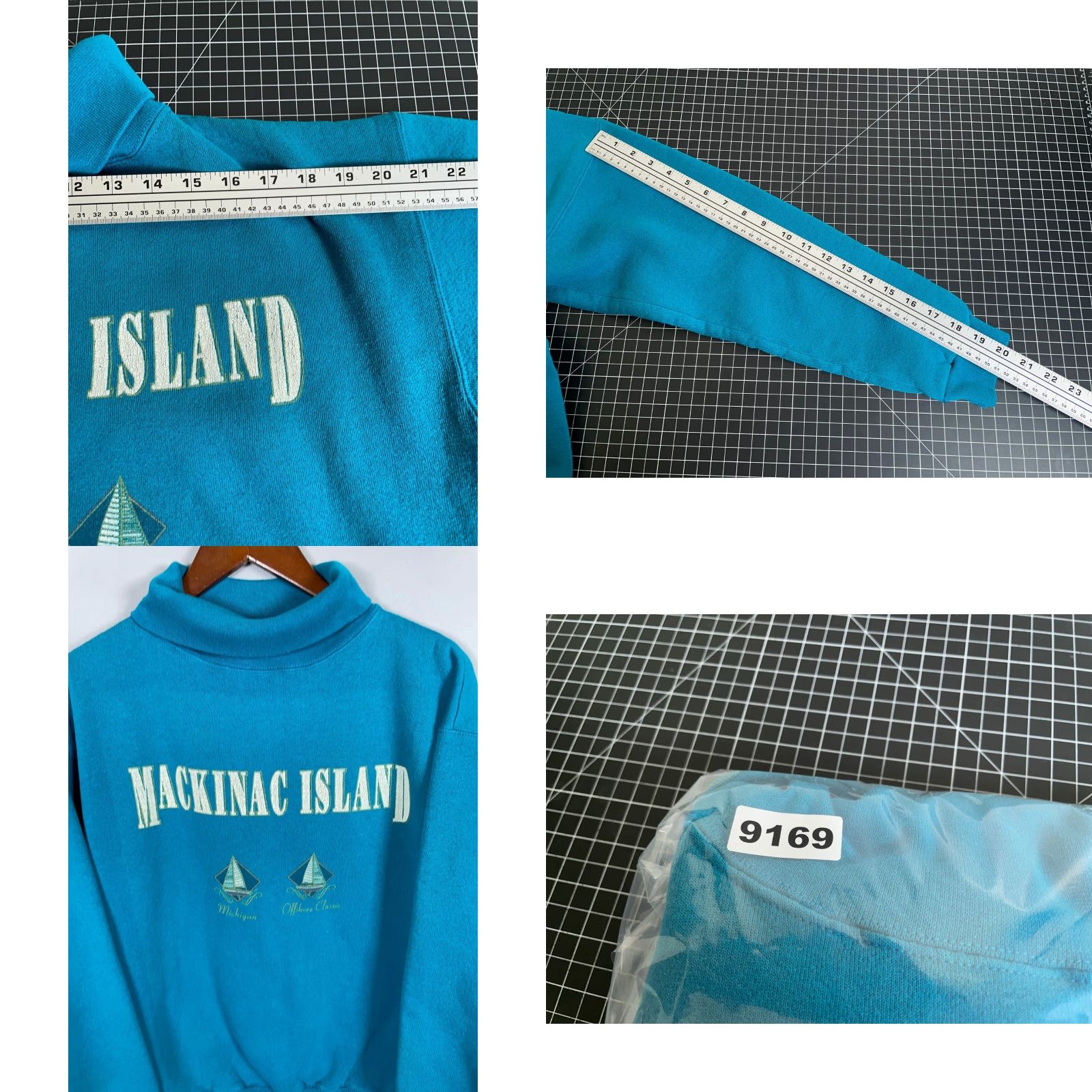 Altea VINTAGE Brittania Sweatshirt Michigan Mackinac Island 90s Teal Long Sleeve Turtleneck Pullover Men M Size US M / EU 48-50 / 2 - 8 Thumbnail