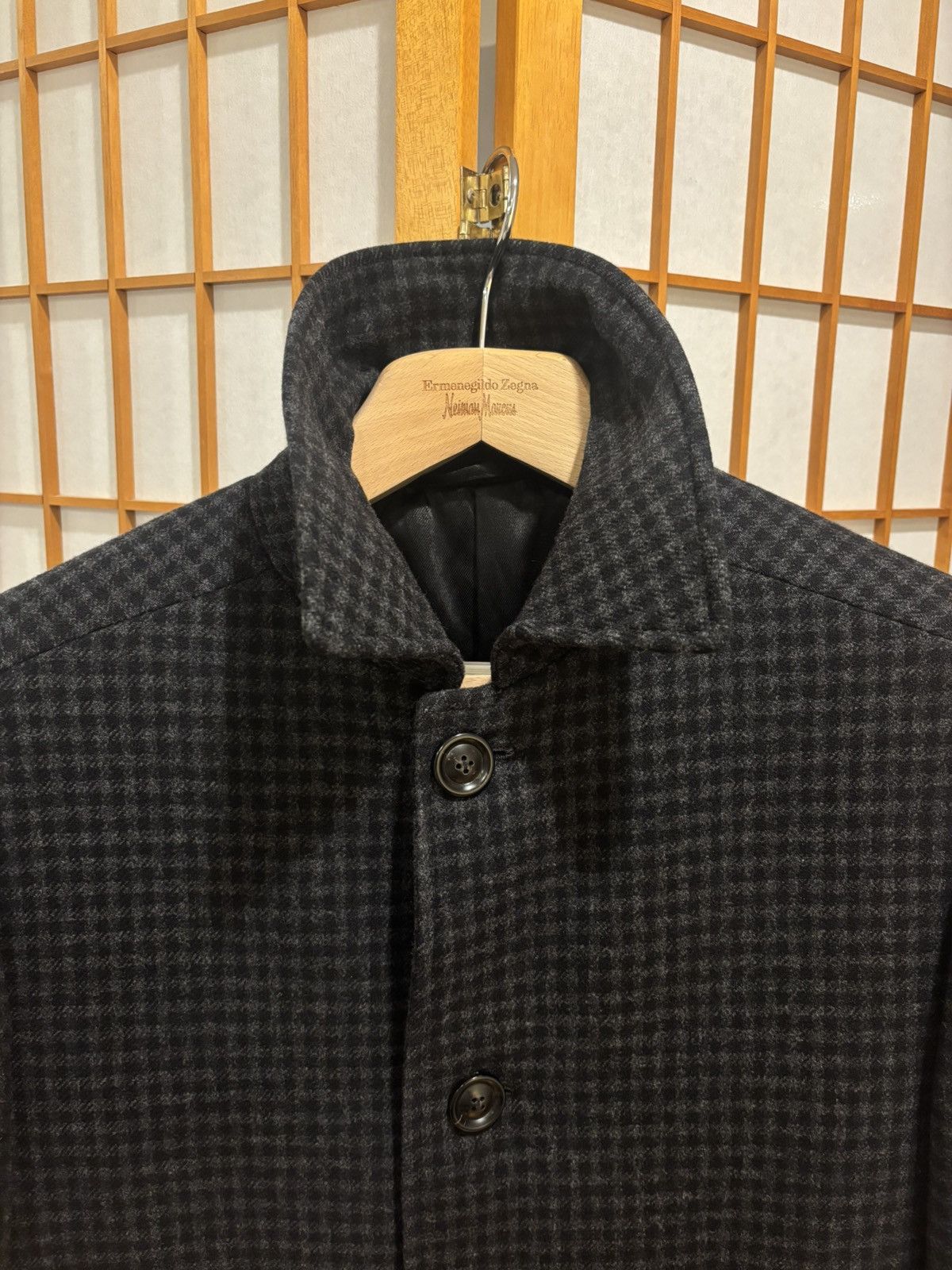Ermenegildo Zegna Charcoal Check Overcoat Size US L / EU 52-54 / 3 - 5 Thumbnail