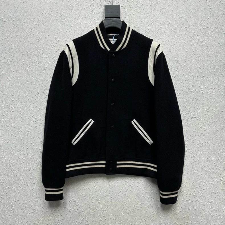 Saint Laurent Paris Saint Laurent Black and White Baseball Jacket Size US L / EU 52-54 / 3 - 1 Thumbnail