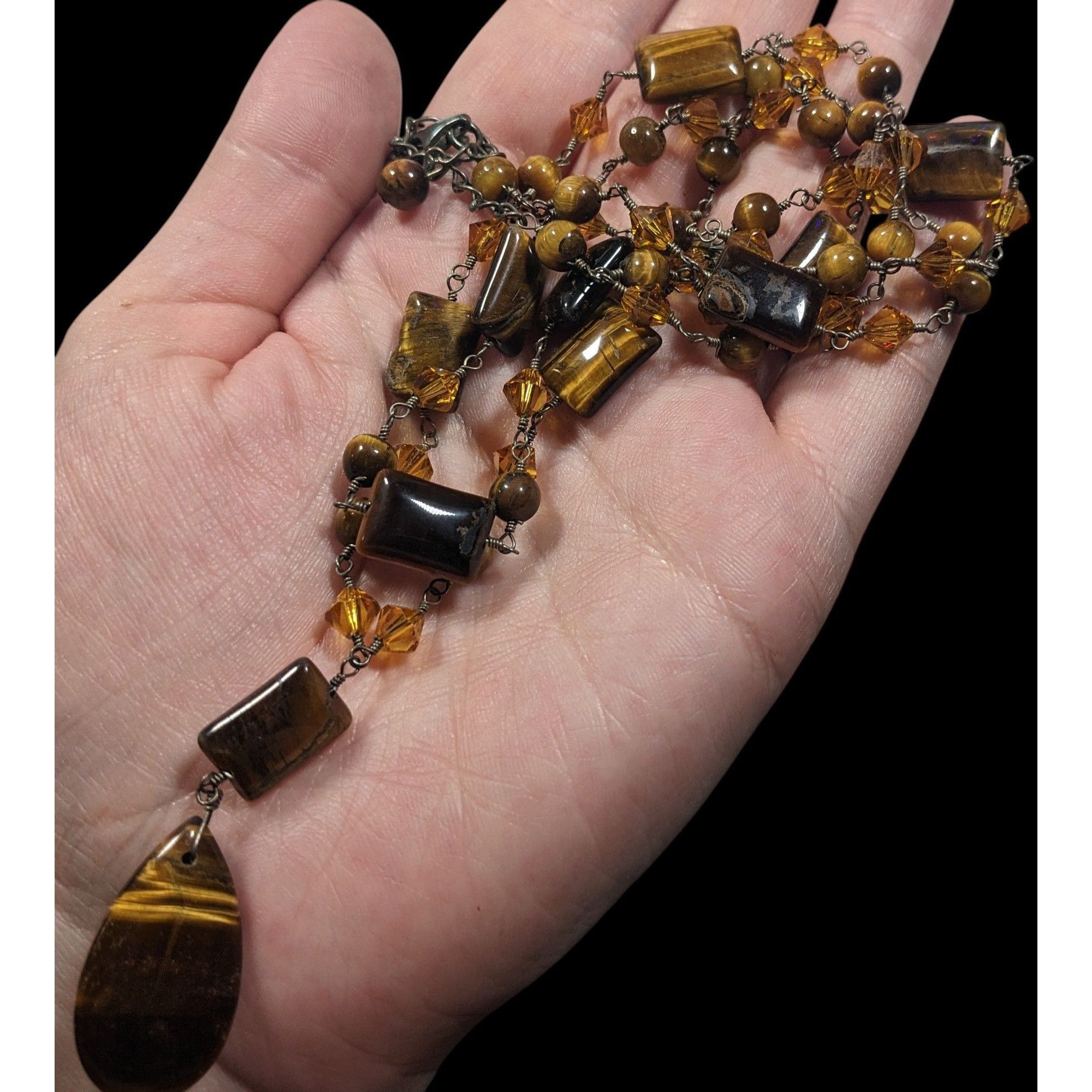 Other Tiger Eye And Glass Beaded Multilayer Pendant Necklace Size ONE SIZE - 5 Thumbnail