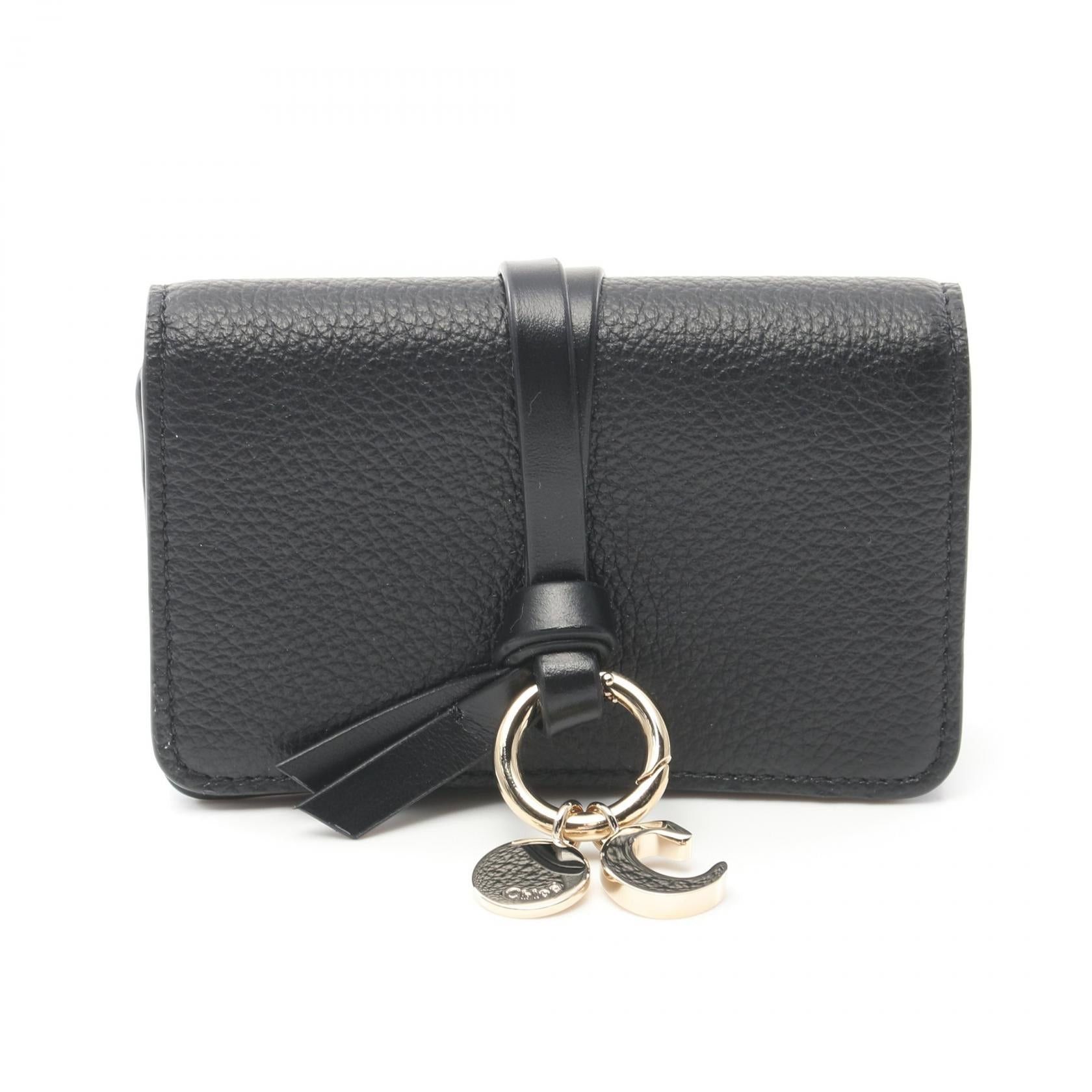 Chloe Chloe Alphabet Card Case Leather Black Size ONE SIZE - 1 Thumbnail