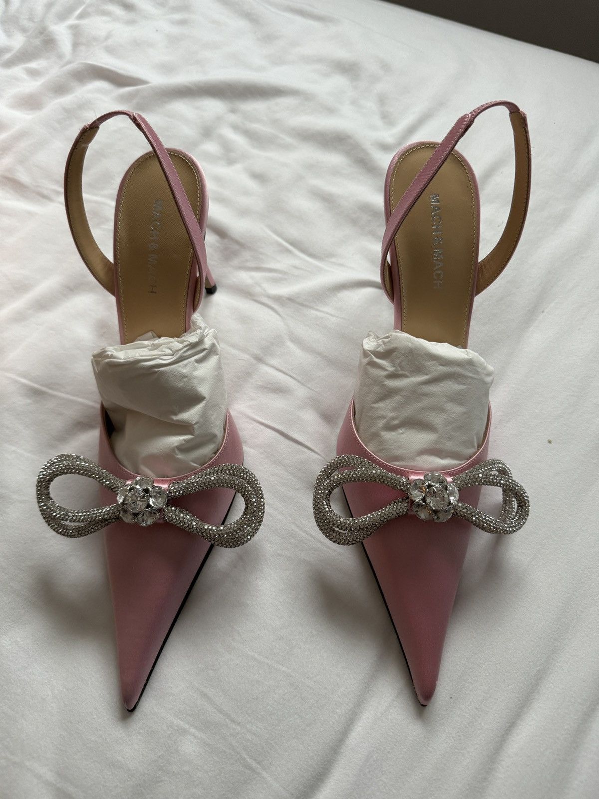 MACH & MACH Mach & Mach Pink Satin Double Bow Heels Size US 9 / IT 39 - 4 Thumbnail
