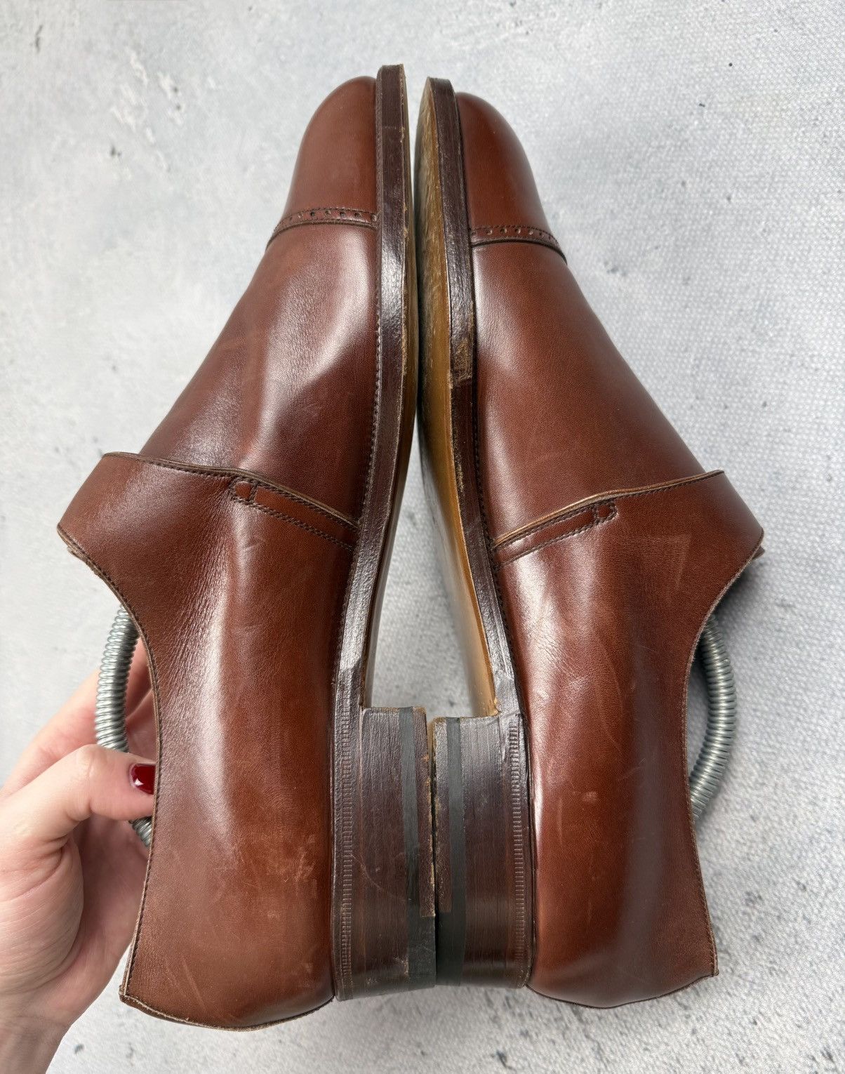 Genuine Leather Vintage Peluso Brown Leather Single Monk Strap Dress Shoes Size US 11 / EU 44 - 6 Thumbnail