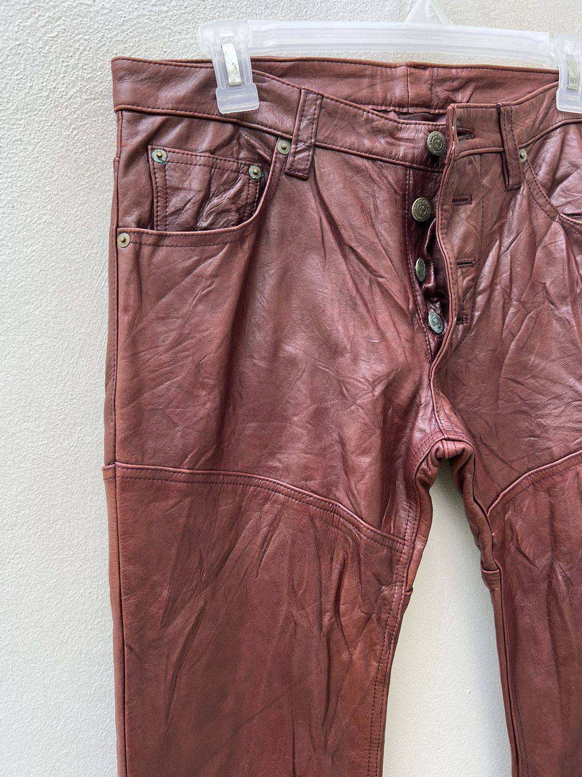 Tornado Mart Vintage Tornado Mart Patina Leather Super Flare Pant Size US 31 - 7 Thumbnail