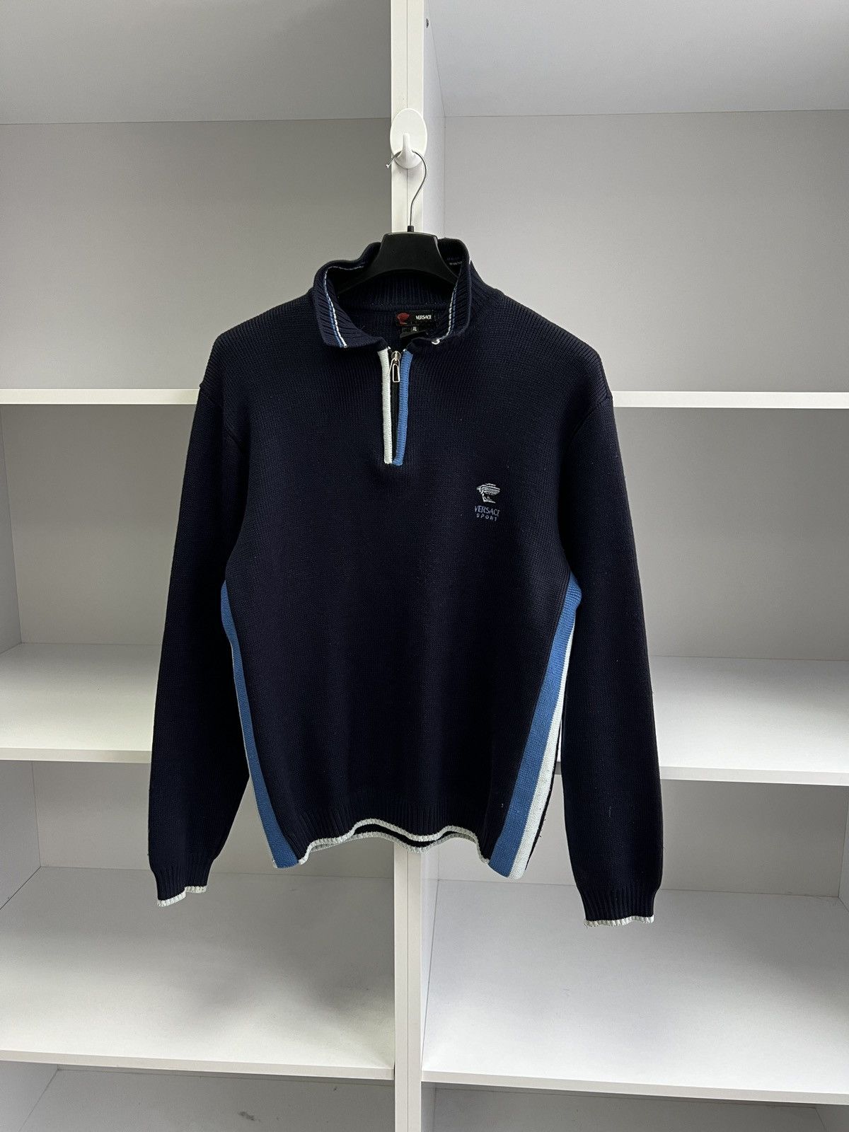 Designer × Versace × Vintage Vintage Versace Sport 1/3 zip knit sweater Size US M / EU 48-50 / 2 - 2 Thumbnail