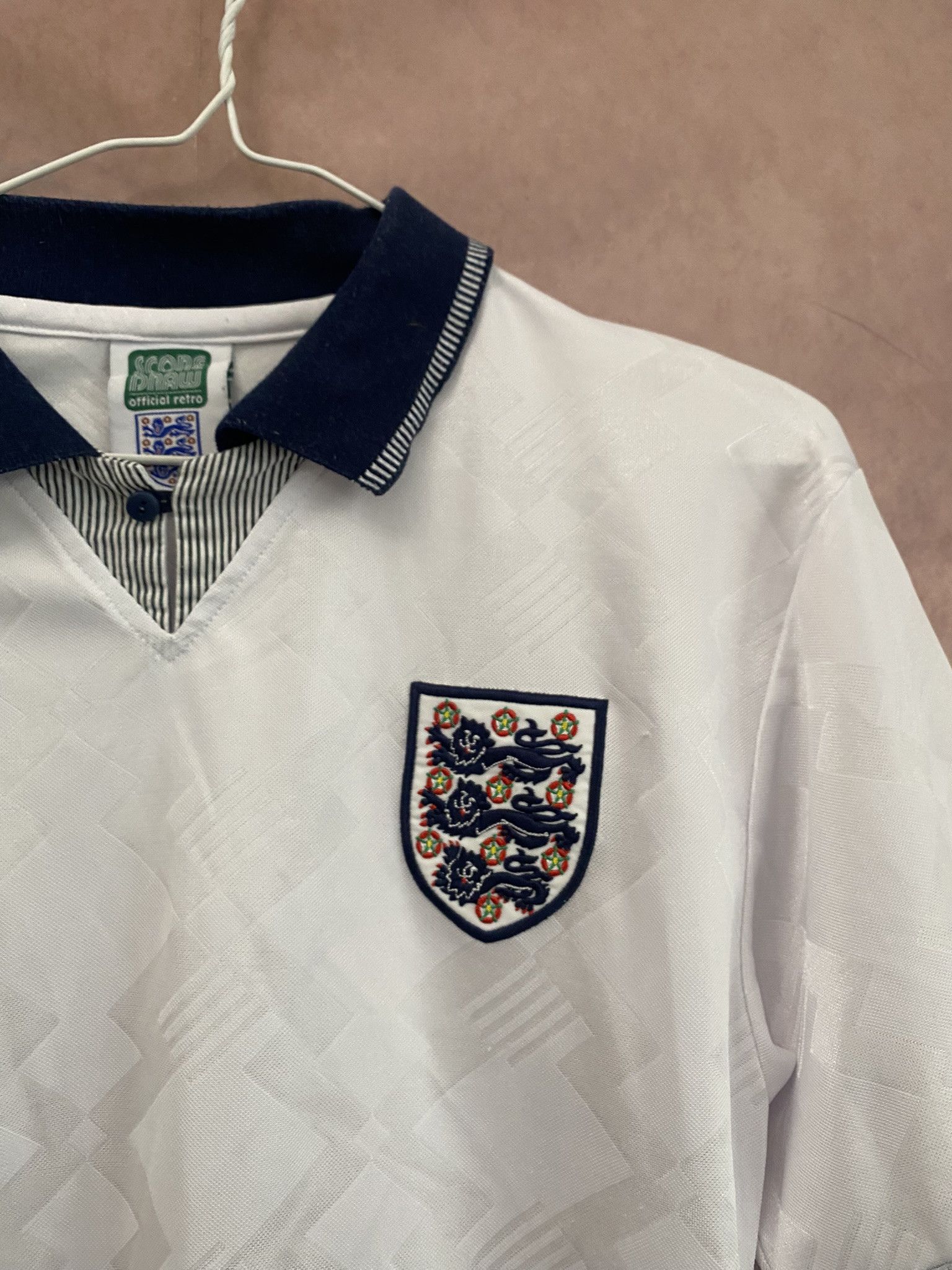 Vintage ENGLAND TEAM 1990-1992 FOOTBALL SHIRT JERSEY HOME SCORE DRAW Size US S / EU 44-46 / 1 - 2 Thumbnail