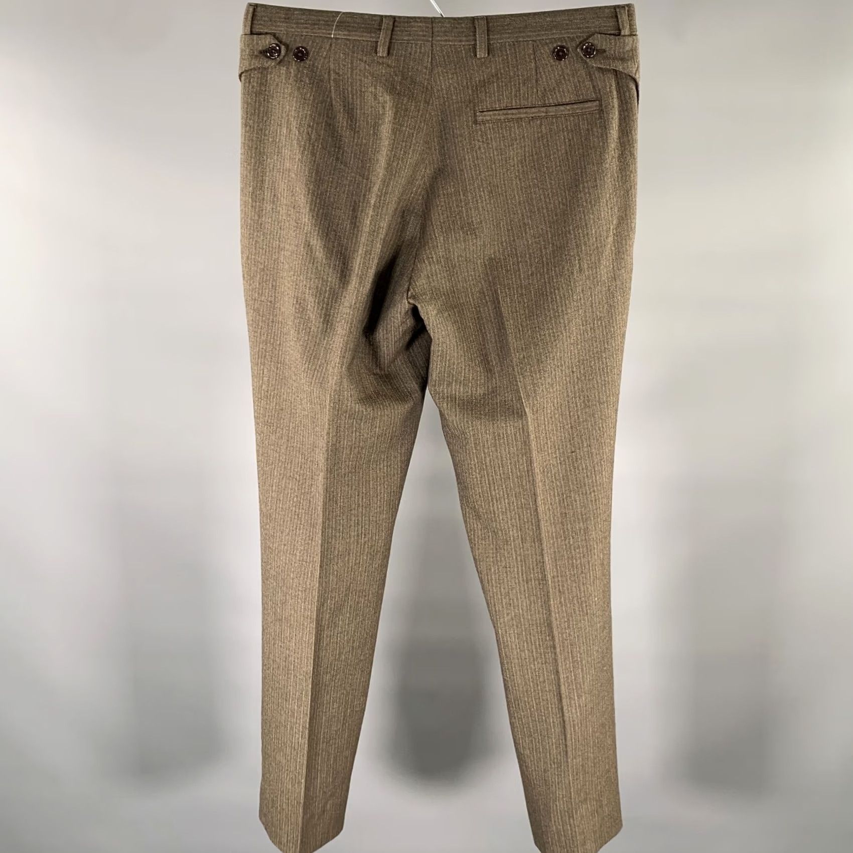 Miu Miu MIU MIU Dress Pants Brown Heather Wool Blend Size 32 Inseam 29 Flat Front Men Italy Size US 32 / EU 48 - 3 Thumbnail