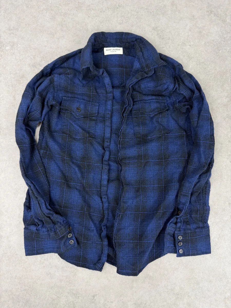 Saint Laurent Paris SS2016 Saint Laurent Blue & Black Checkered Shirt by Hedi Slimane Size XS / US 0-2 / IT 36-38 - 5 Thumbnail