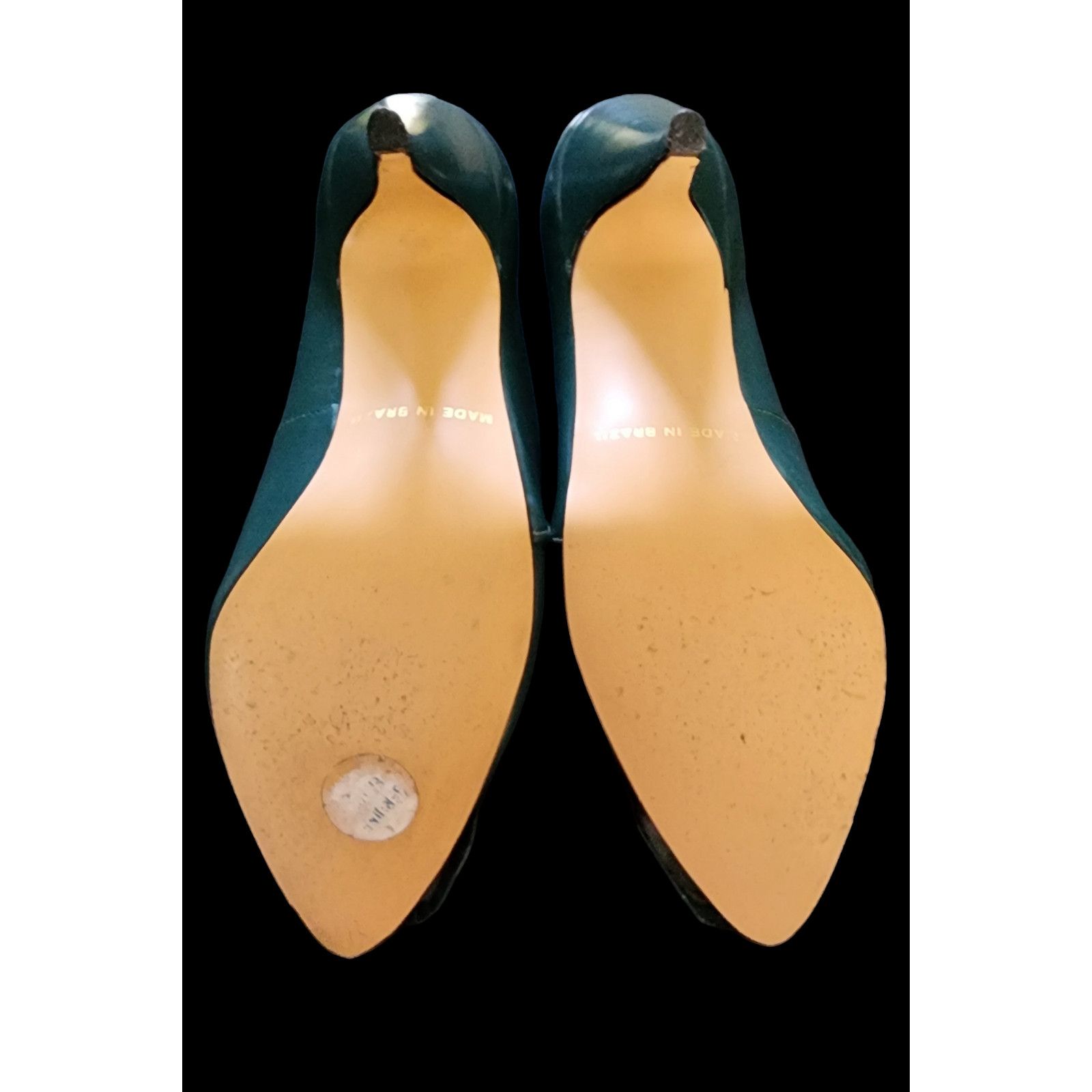 Vintage Granduer Emerald Green leather heels. Size US 6.5 / IT 36.5 - 3 Thumbnail