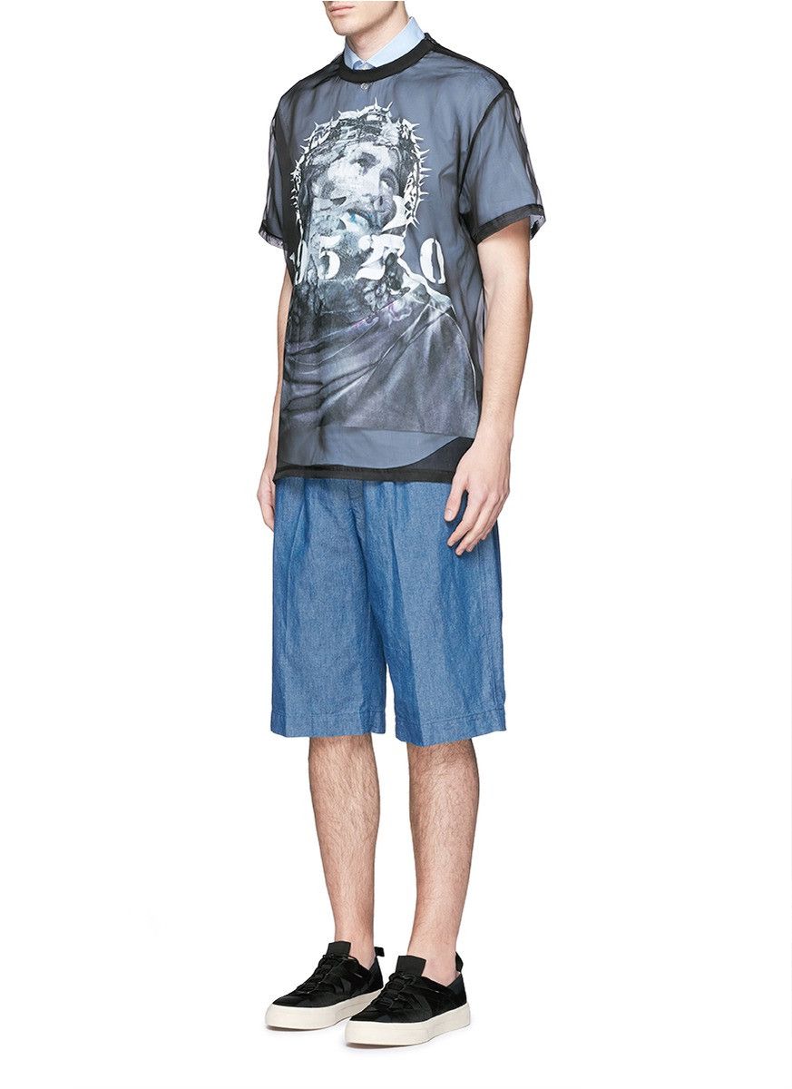 Givenchy Black Jesus 19520 Organza Silk Oversized T-Shirt Size XS / US 0-2 / IT 36-38 - 4 Thumbnail