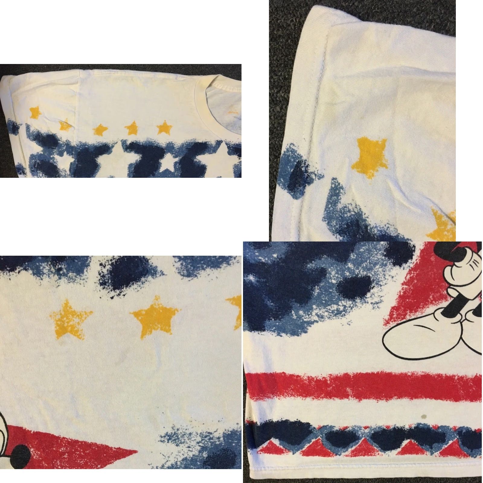Disney VINTAGE Disney Mickey Mouse Flag AOP Faded Boxy Sleeping Shirt - Unisex Adults - One Size - White - 90s Grunge Cartoon TV Theme Size US M / EU 48-50 / 2 - 8 Thumbnail