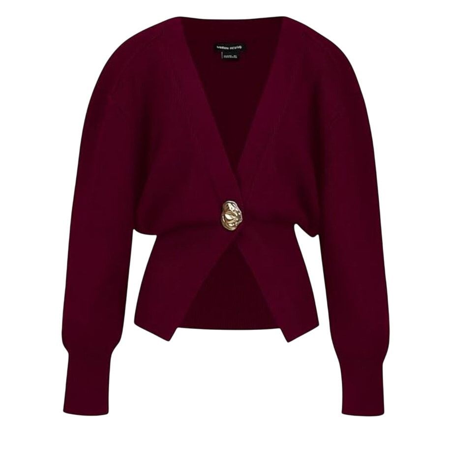 Other Commense Red Golden Button Plain Long Sleeve Knit Cardigan Size XS / US 0-2 / IT 36-38 - 1 Thumbnail