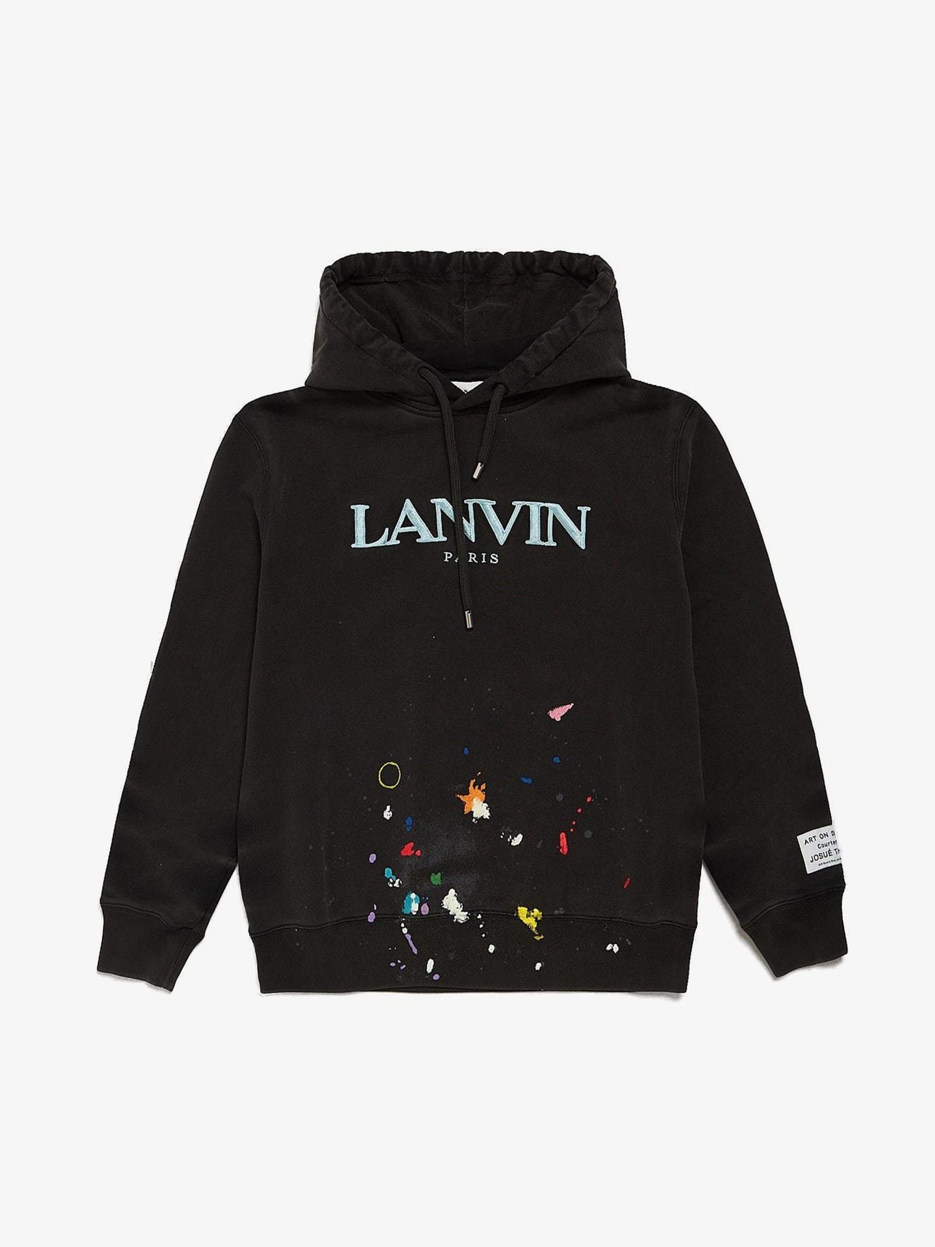 Lanvin Black Painted Washed Cotton Hoodie Size US L / EU 52-54 / 3 - 1 Thumbnail