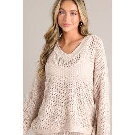 Z Supply Z Supply Kiami Natural Color Crochet V-Neck Sweater Size S / US 4 / IT 40 - 1 Thumbnail