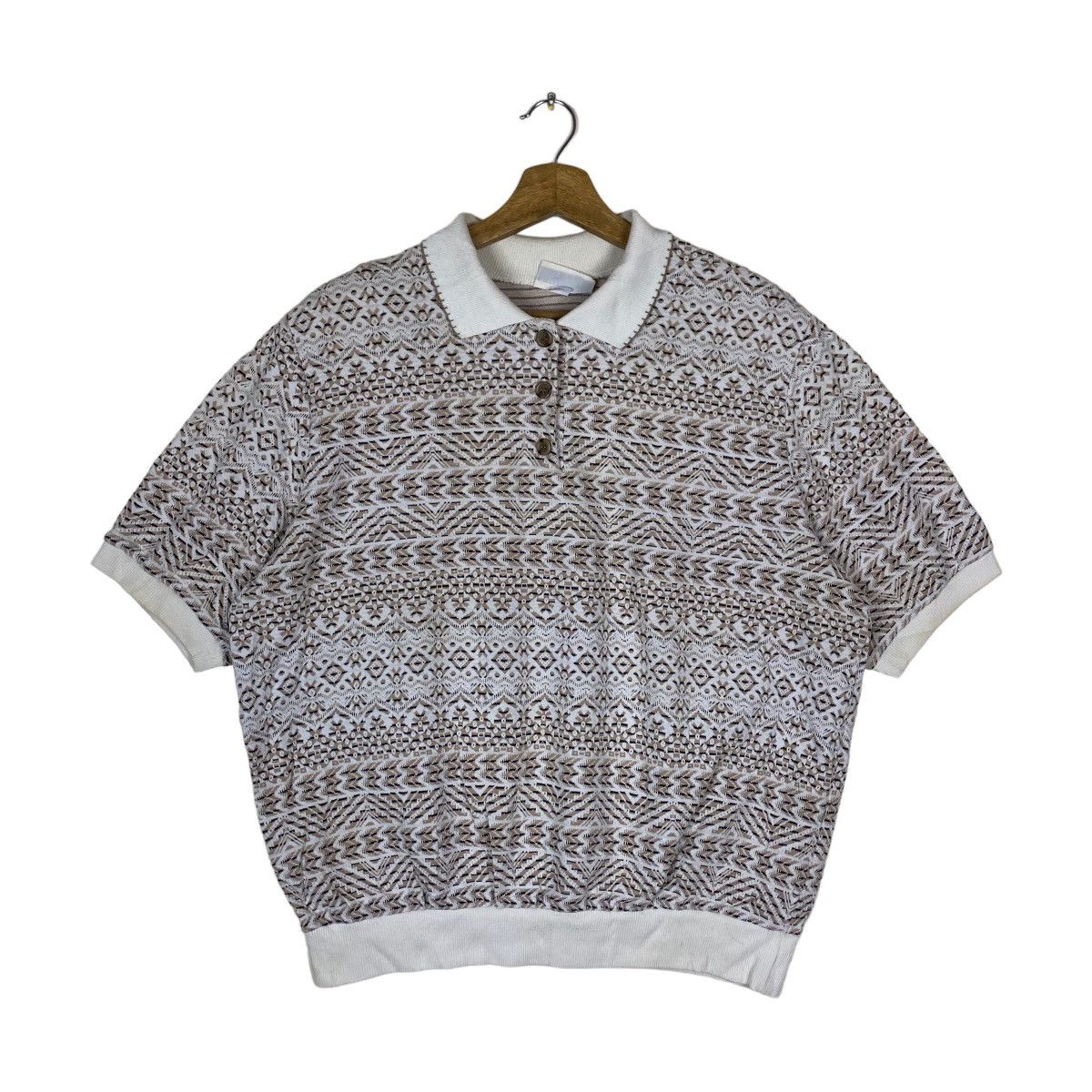 image of Vintage Alfred Dunner Short Sleeve Pullover Jumper Collar in Grey, Men's (Size Large)