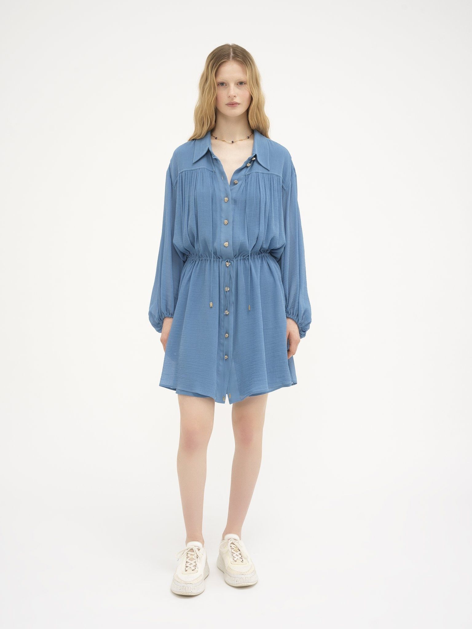 Chloe o1loc1c10425 Short Shirt Dress in Parisian Blue Size M / US 6-8 / IT 42-44 - 2 Thumbnail