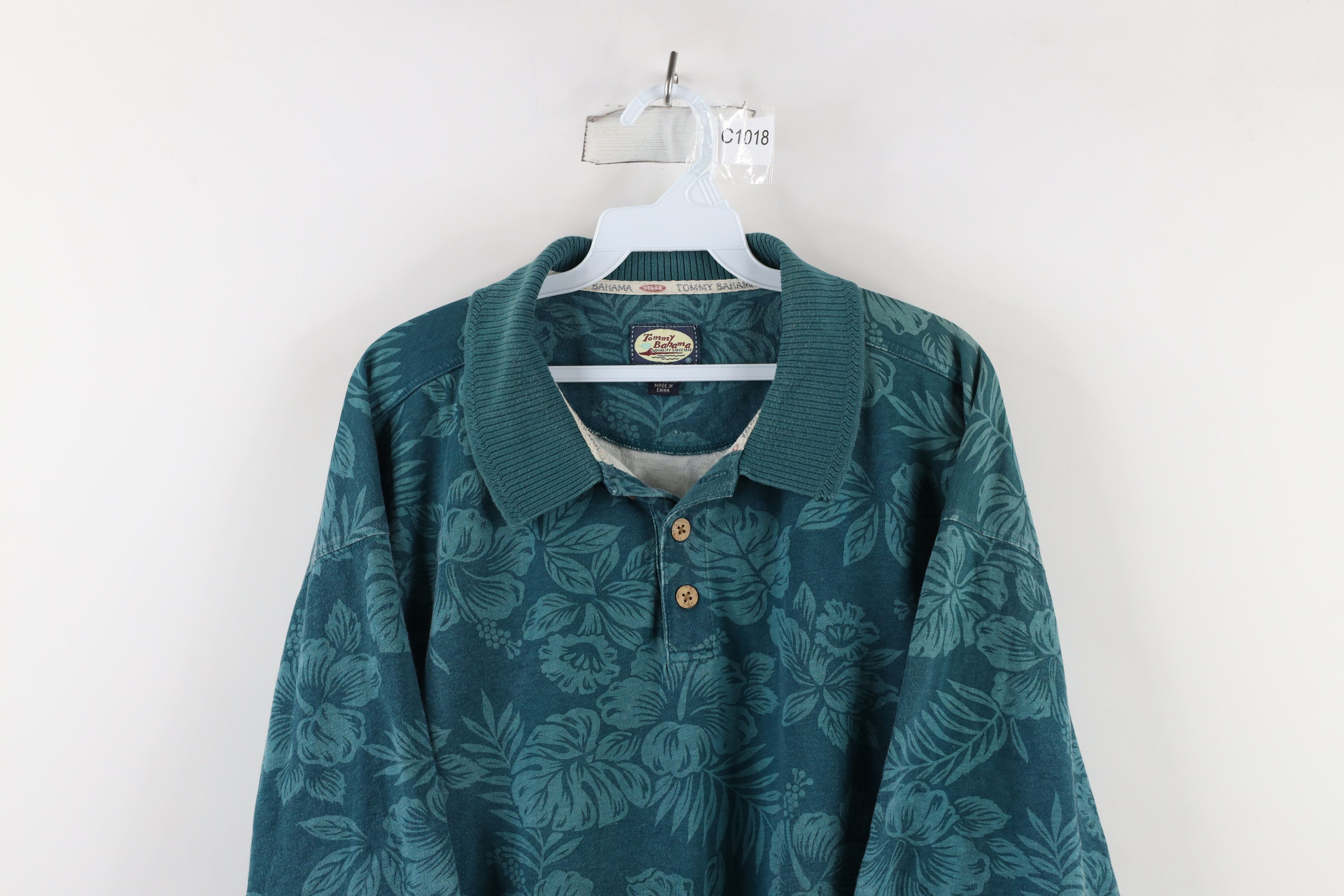 Tommy Bahama × Vintage Vintage Tommy Bahama All Over Print Golf Polo Shirt Teal Size US XL / EU 56 / 4 - 2 Thumbnail