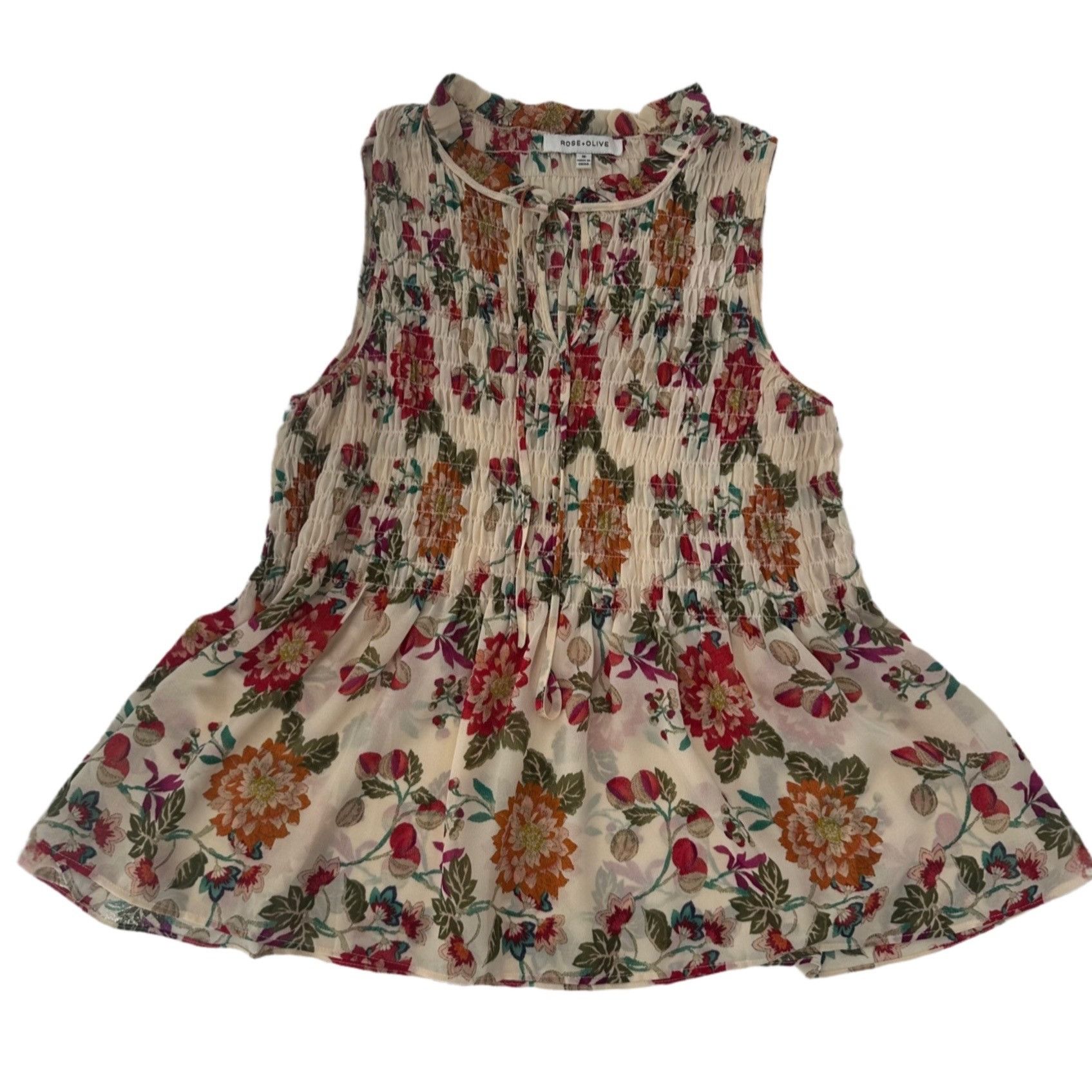 Other Rose & Olive Smocked Floral Smocked Sleeveless Blouse Size M Size M / US 6-8 / IT 42-44 - 5 Thumbnail