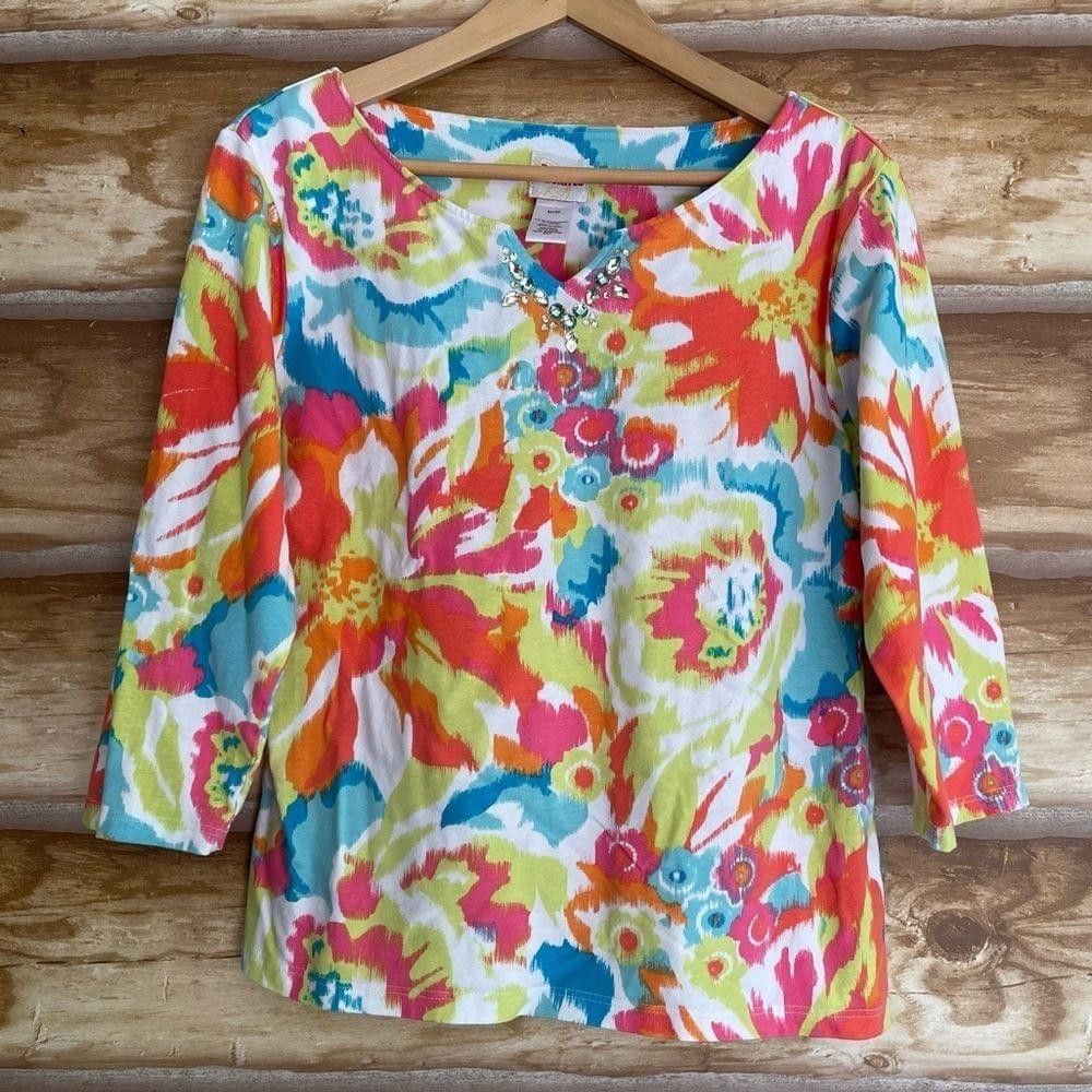Other Ruby Rd. Favorites embellished abstract floral top medium Size M / US 6-8 / IT 42-44 - 10 Thumbnail