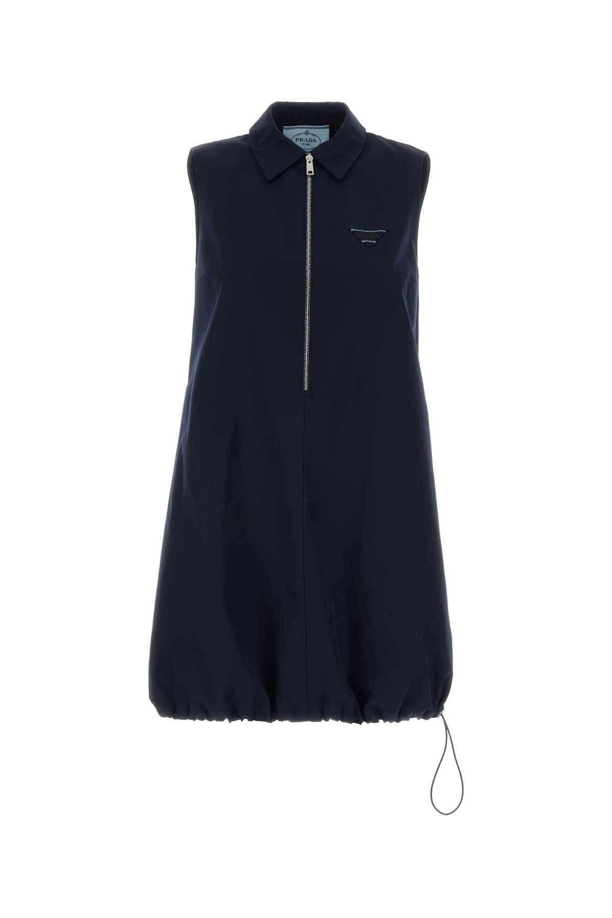Prada Navy Blue Poplin Mini Dress Size XS / US 0-2 / IT 36-38 - 1 Thumbnail