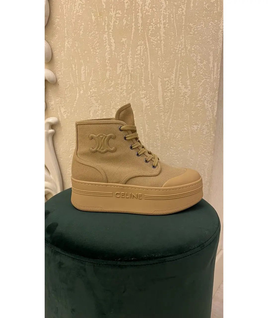 Celine o1bcso1str0724 Wedge Lace Up Boot in Sand Size US 8 / IT 38 - 5 Thumbnail