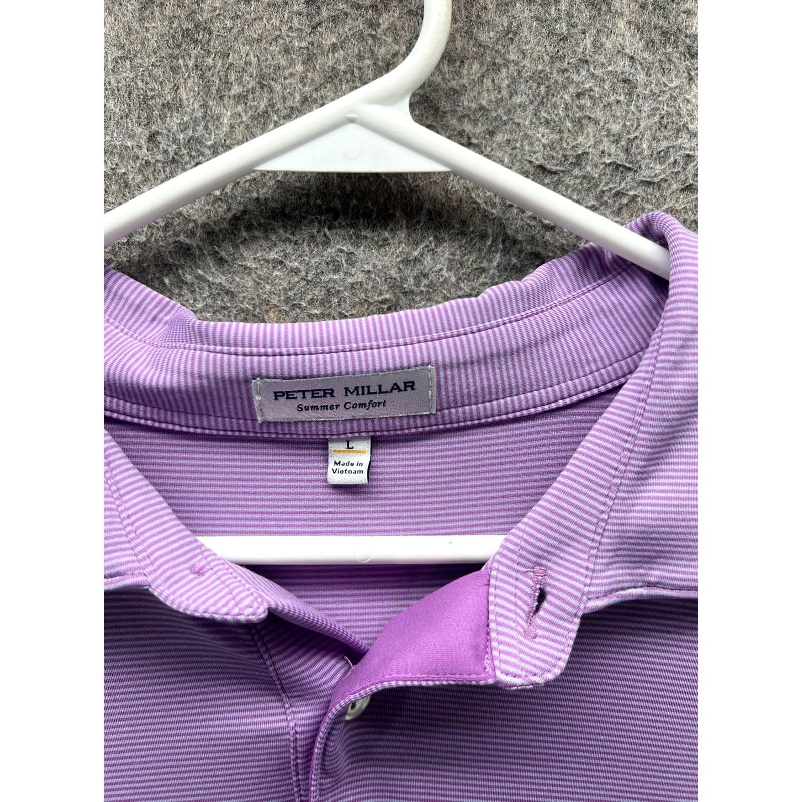Peter Millar Peter Millar Summer Comfort Polo Shirt Mens Large Purple Stripe Golf Performance Shirt Size US L / EU 52-54 / 3 - 2 Thumbnail