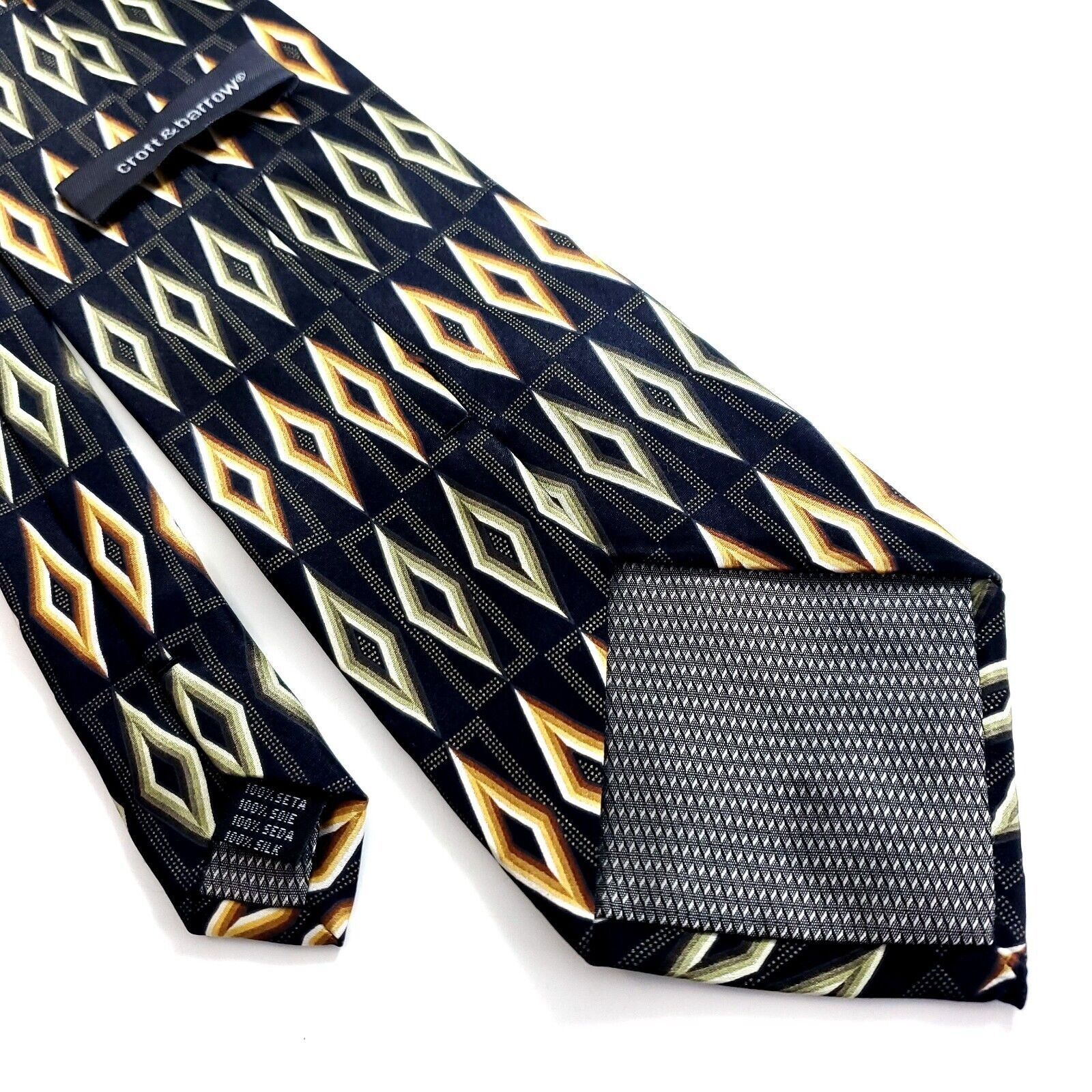 Croft & Barrow Croft & Barrow Black Tan Green Geometric Print Wide Silk Tie Size ONE SIZE - 5 Thumbnail
