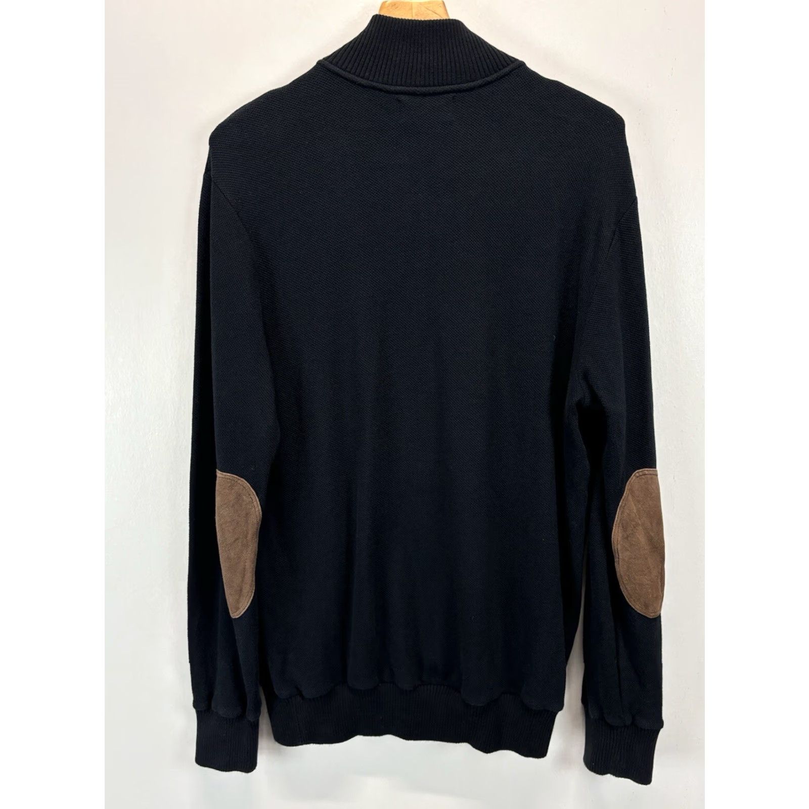 Ralph Lauren RALPH LAUREN Pima Cotton Pullover Sweater Large Black Elbow Patch 1/4 Zip Casual Mens Size US L / EU 52-54 / 3 - 3 Thumbnail
